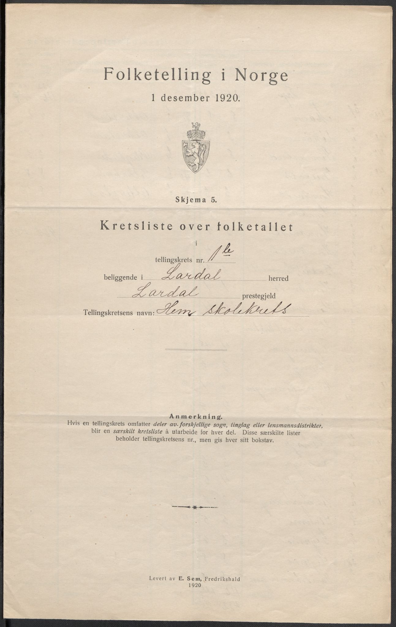 SAKO, Folketelling 1920 for 0728 Lardal herred, 1920, s. 8