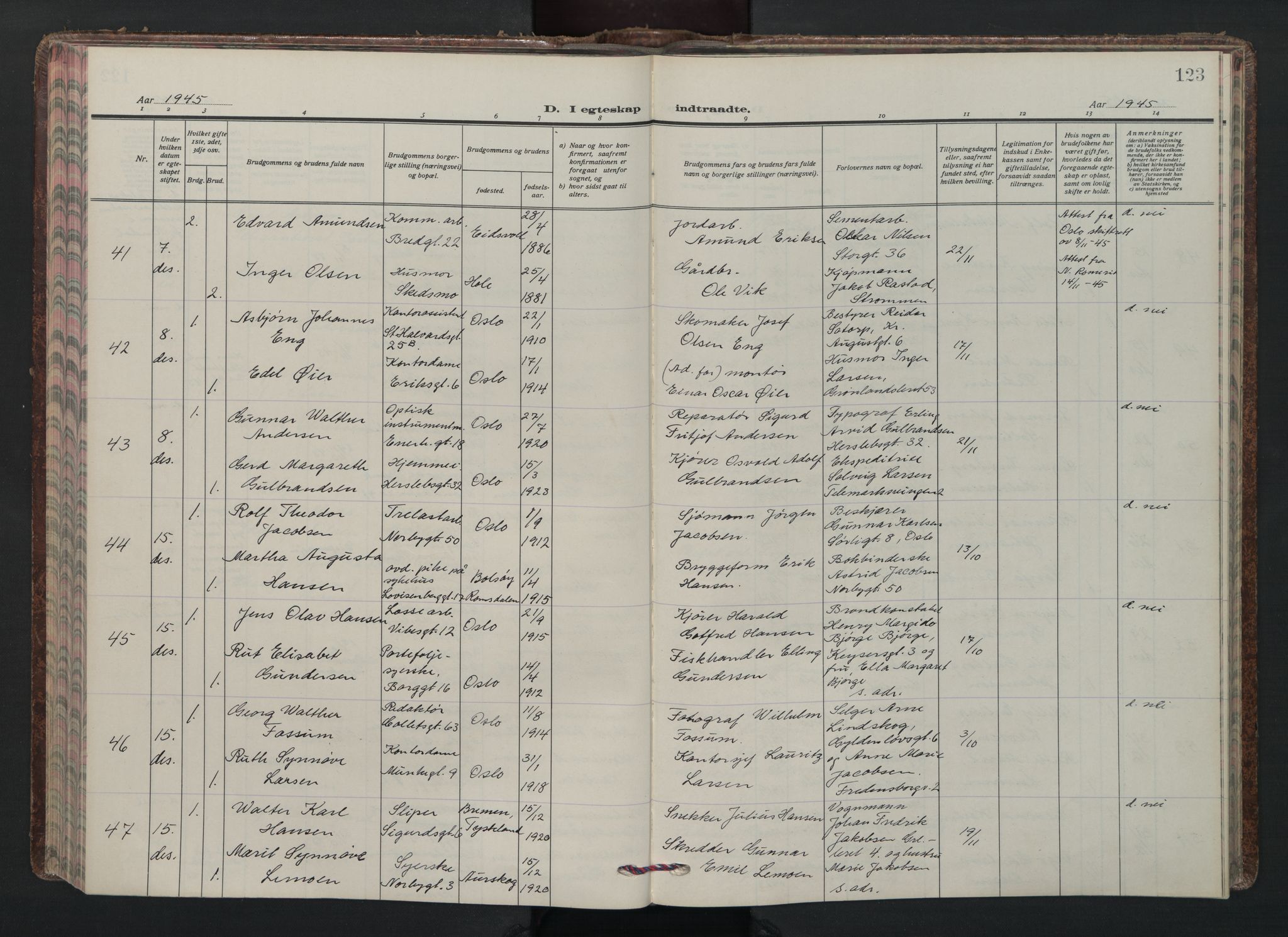 Grønland prestekontor Kirkebøker, AV/SAO-A-10848/F/Fa/L0020: Ministerialbok nr. 20, 1935-1946, s. 123