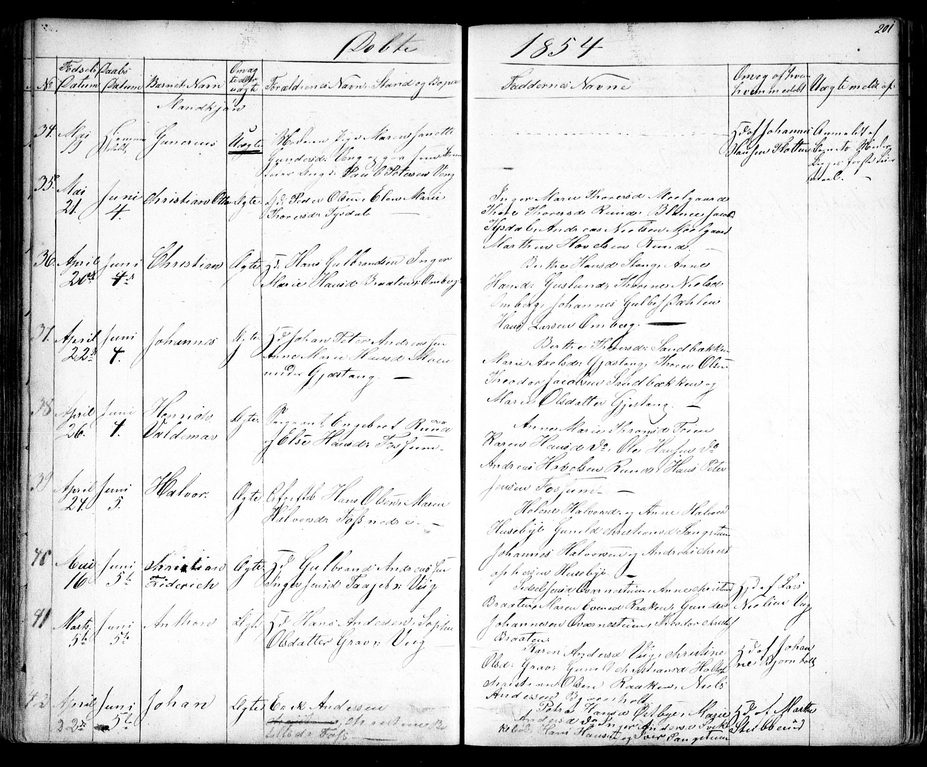 Enebakk prestekontor Kirkebøker, AV/SAO-A-10171c/F/Fa/L0009: Ministerialbok nr. I 9, 1832-1861, s. 201