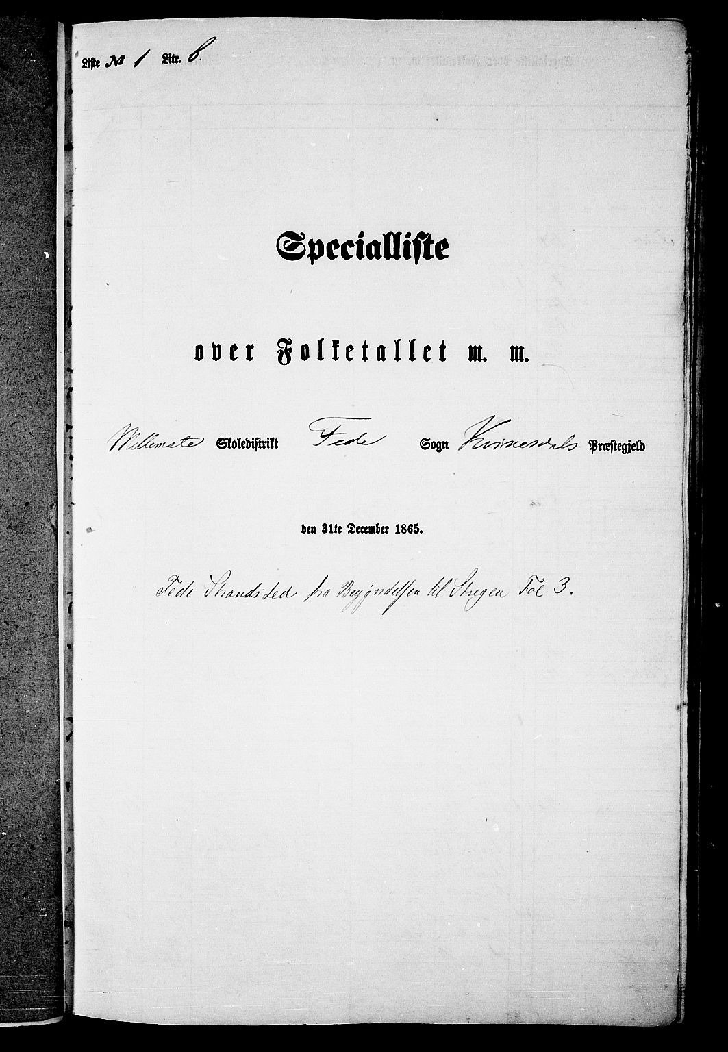 RA, Folketelling 1865 for 1037P Kvinesdal prestegjeld, 1865, s. 31