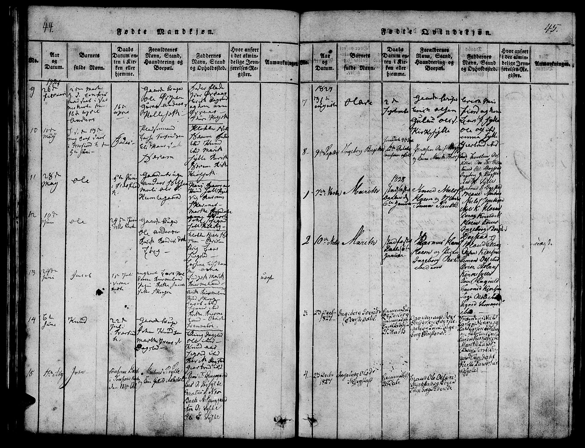 Ministerialprotokoller, klokkerbøker og fødselsregistre - Møre og Romsdal, AV/SAT-A-1454/541/L0544: Ministerialbok nr. 541A01, 1818-1847, s. 44-45