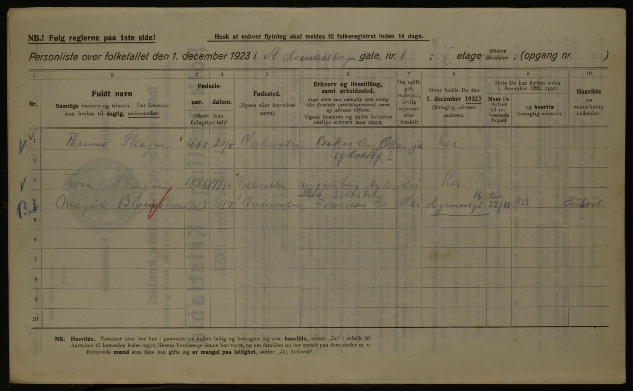 OBA, Kommunal folketelling 1.12.1923 for Kristiania, 1923, s. 76171