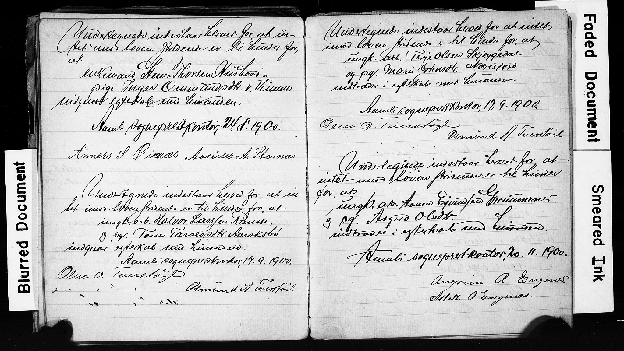Åmli sokneprestkontor, AV/SAK-1111-0050/F/Fe/L0003: Forlovererklæringer nr. A VI 20, 1885-1905