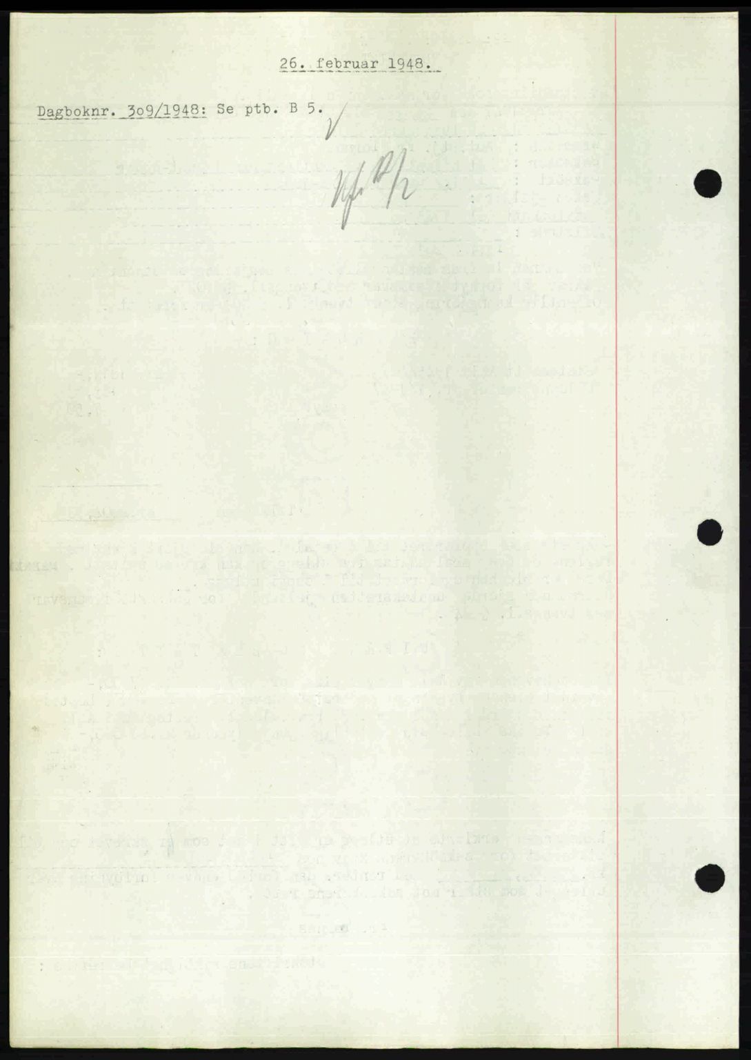 Nedenes sorenskriveri, SAK/1221-0006/G/Gb/Gba/L0058: Pantebok nr. A10, 1947-1948, Dagboknr: 309/1948