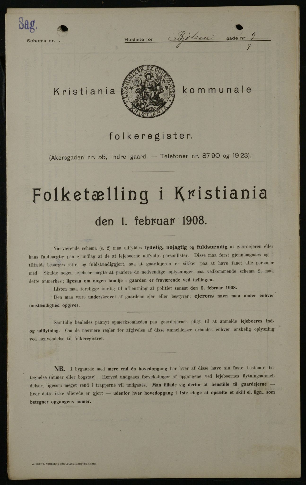 OBA, Kommunal folketelling 1.2.1908 for Kristiania kjøpstad, 1908, s. 6332