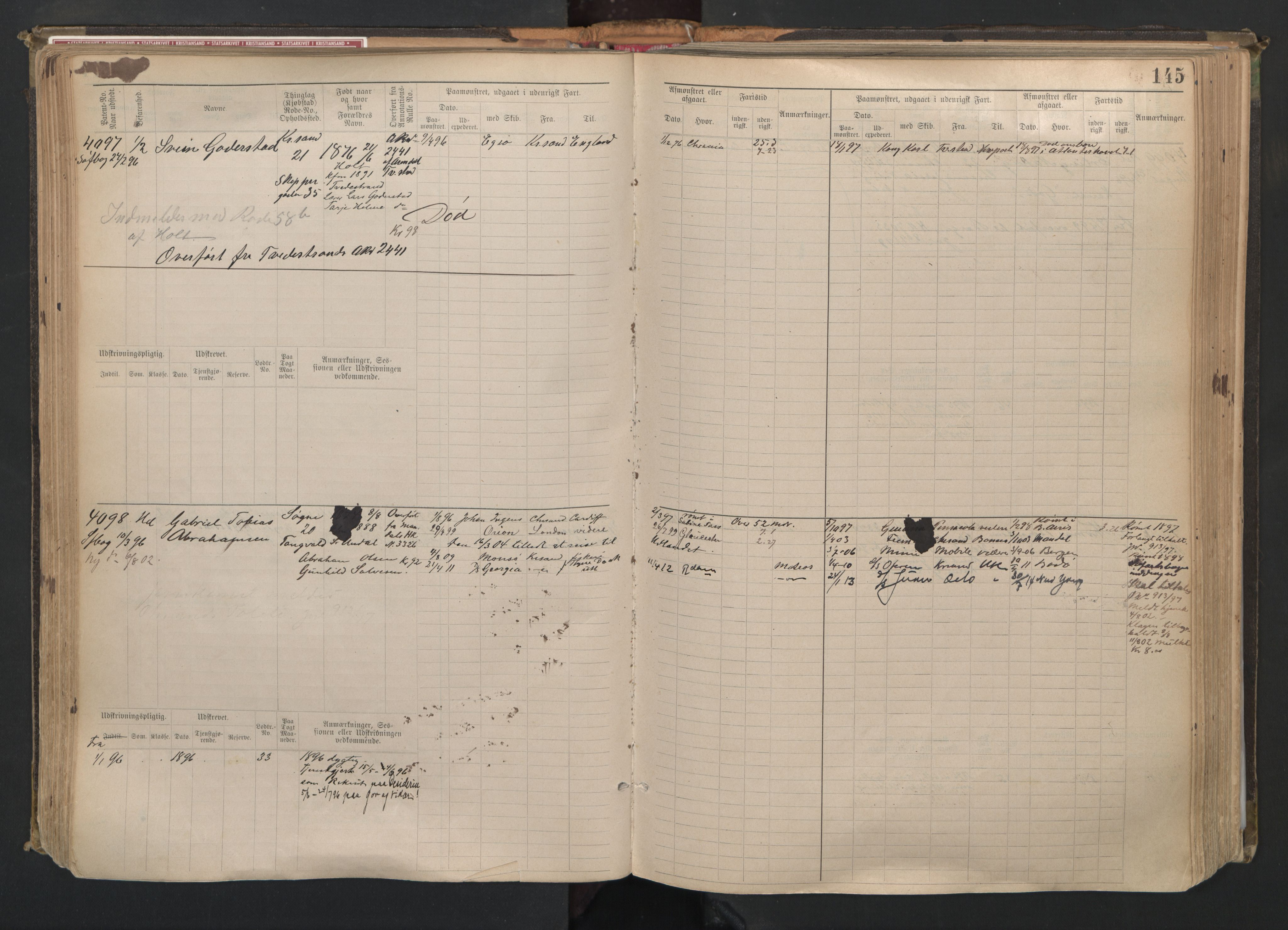 Kristiansand mønstringskrets, AV/SAK-2031-0015/F/Fb/L0008: Hovedrulle nr 3811-4580, I-15, 1893-1940, s. 148