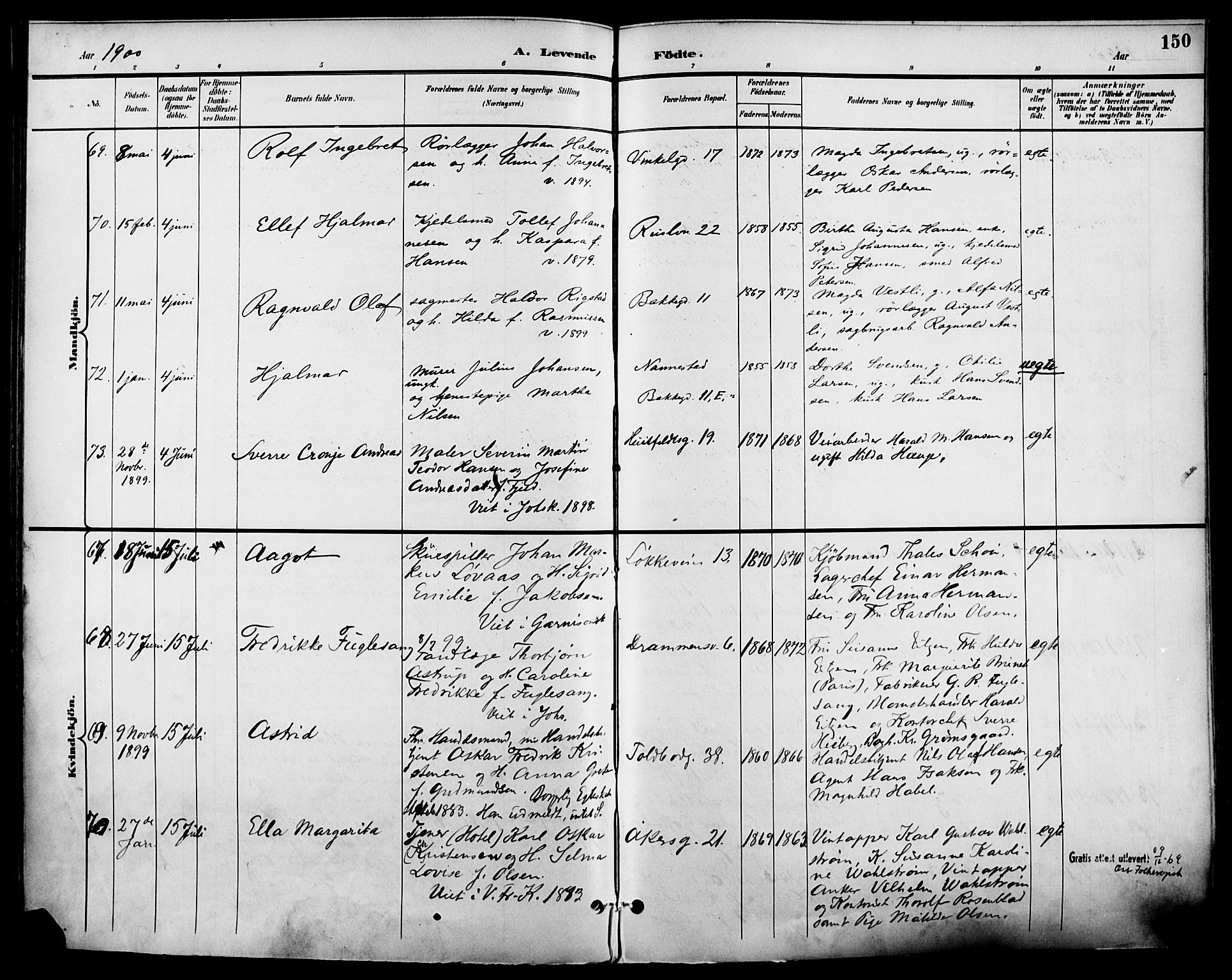 Johannes prestekontor Kirkebøker, AV/SAO-A-10852/F/Fa/L0007: Ministerialbok nr. 7, 1896-1905, s. 150