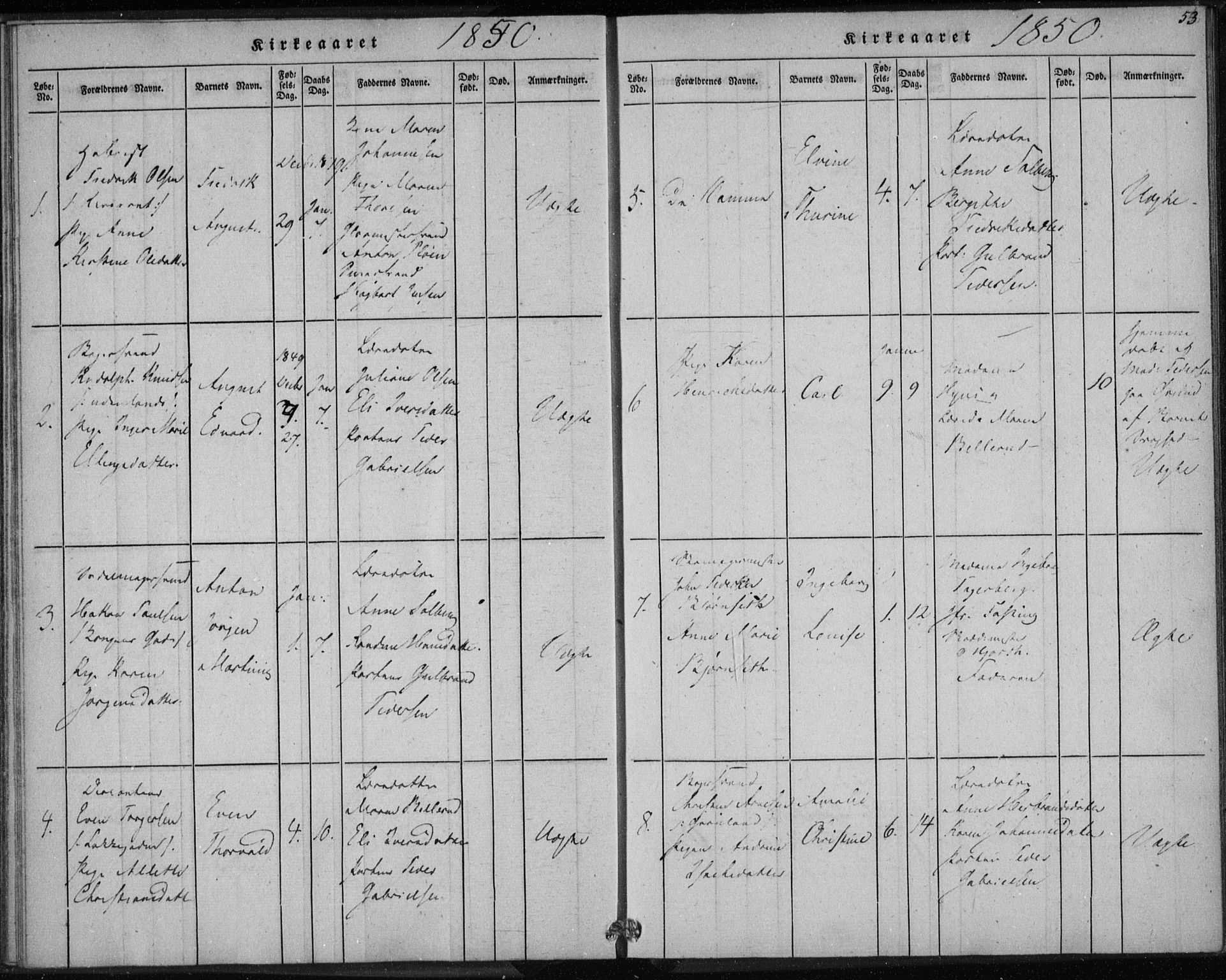 Rikshospitalet prestekontor Kirkebøker, AV/SAO-A-10309b/K/L0001/0003: Dåpsbok nr. 1.3, 1848-1854, s. 53