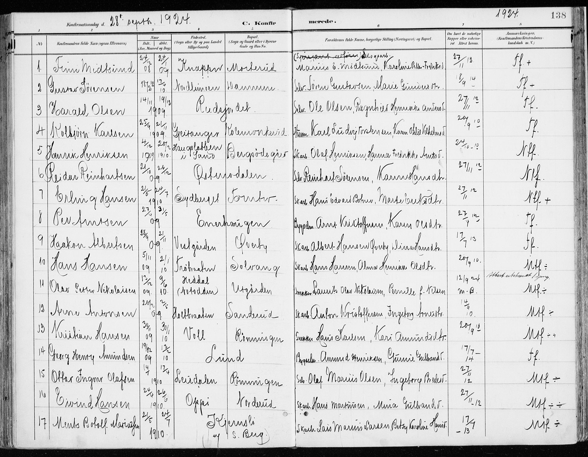 Nord-Odal prestekontor, AV/SAH-PREST-032/H/Ha/Haa/L0009: Ministerialbok nr. 9, 1902-1926, s. 138