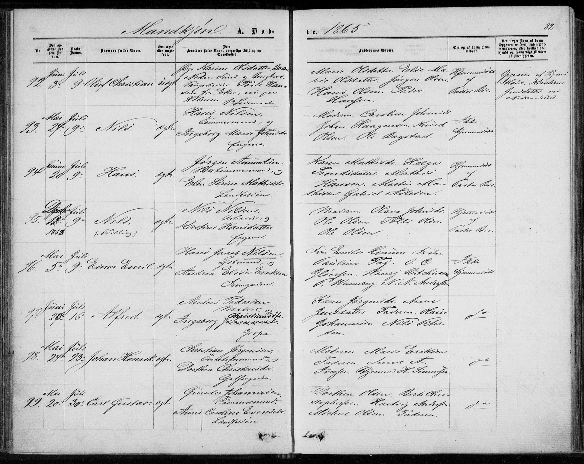 Bragernes kirkebøker, AV/SAKO-A-6/F/Fb/L0003: Ministerialbok nr. II 3, 1860-1868, s. 82