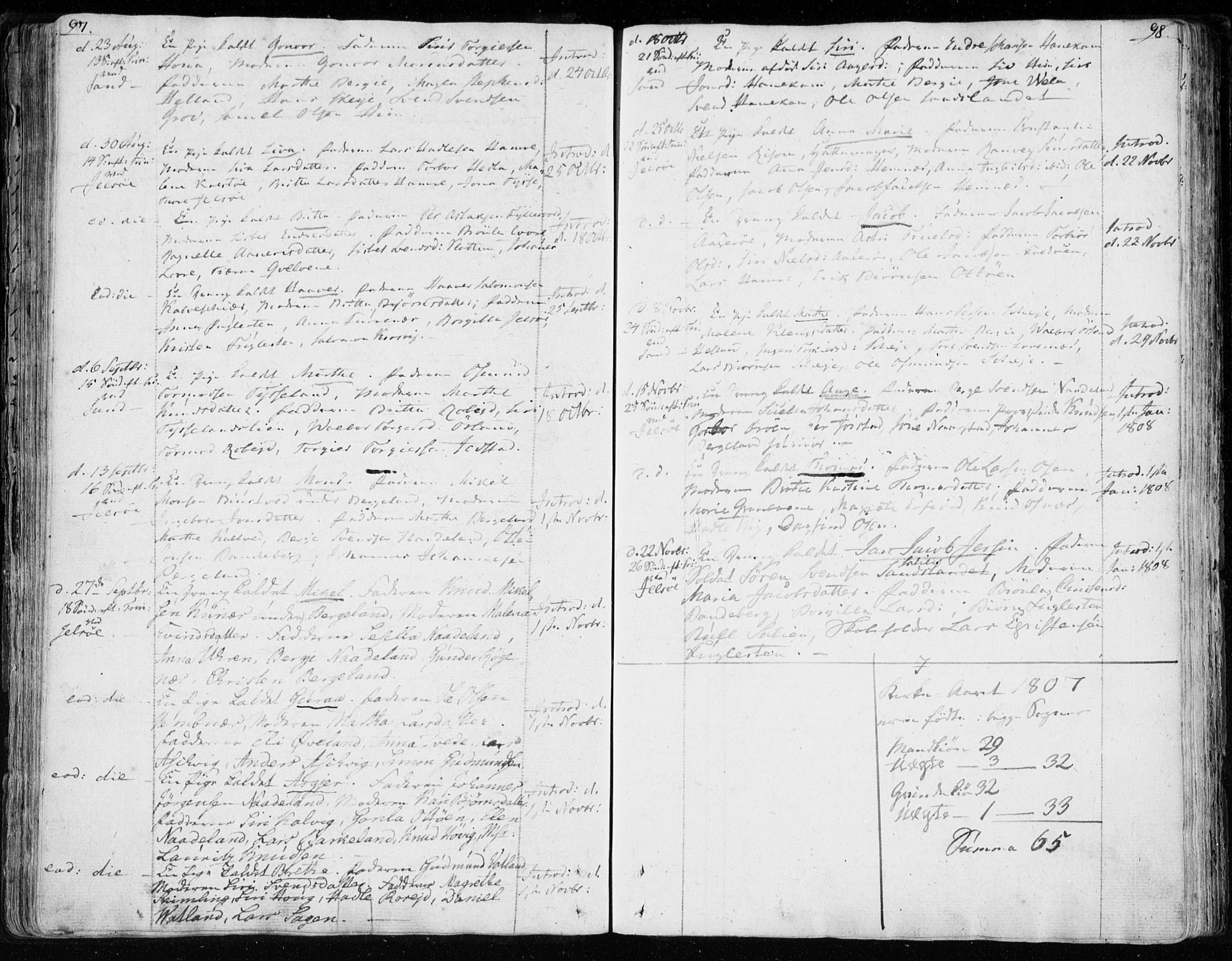 Jelsa sokneprestkontor, SAST/A-101842/01/IV: Ministerialbok nr. A 4, 1796-1816, s. 97-98
