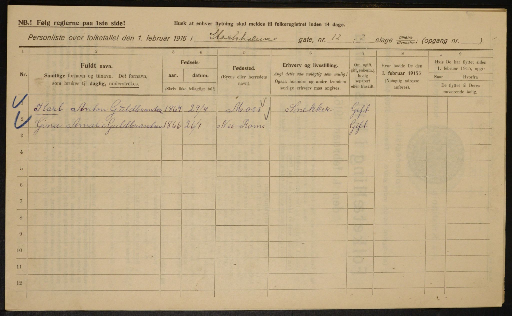 OBA, Kommunal folketelling 1.2.1916 for Kristiania, 1916, s. 105383