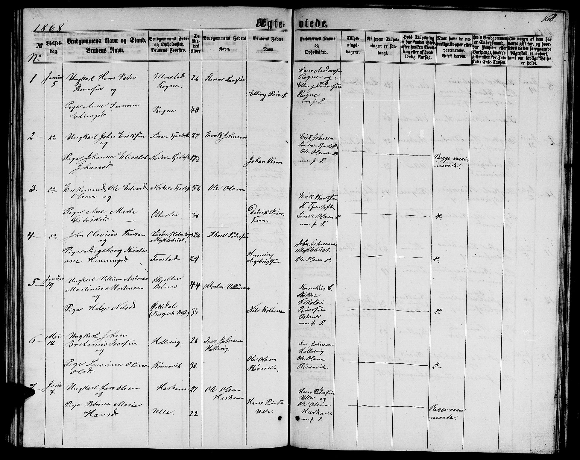 Ministerialprotokoller, klokkerbøker og fødselsregistre - Møre og Romsdal, AV/SAT-A-1454/536/L0508: Klokkerbok nr. 536C03, 1860-1870, s. 168