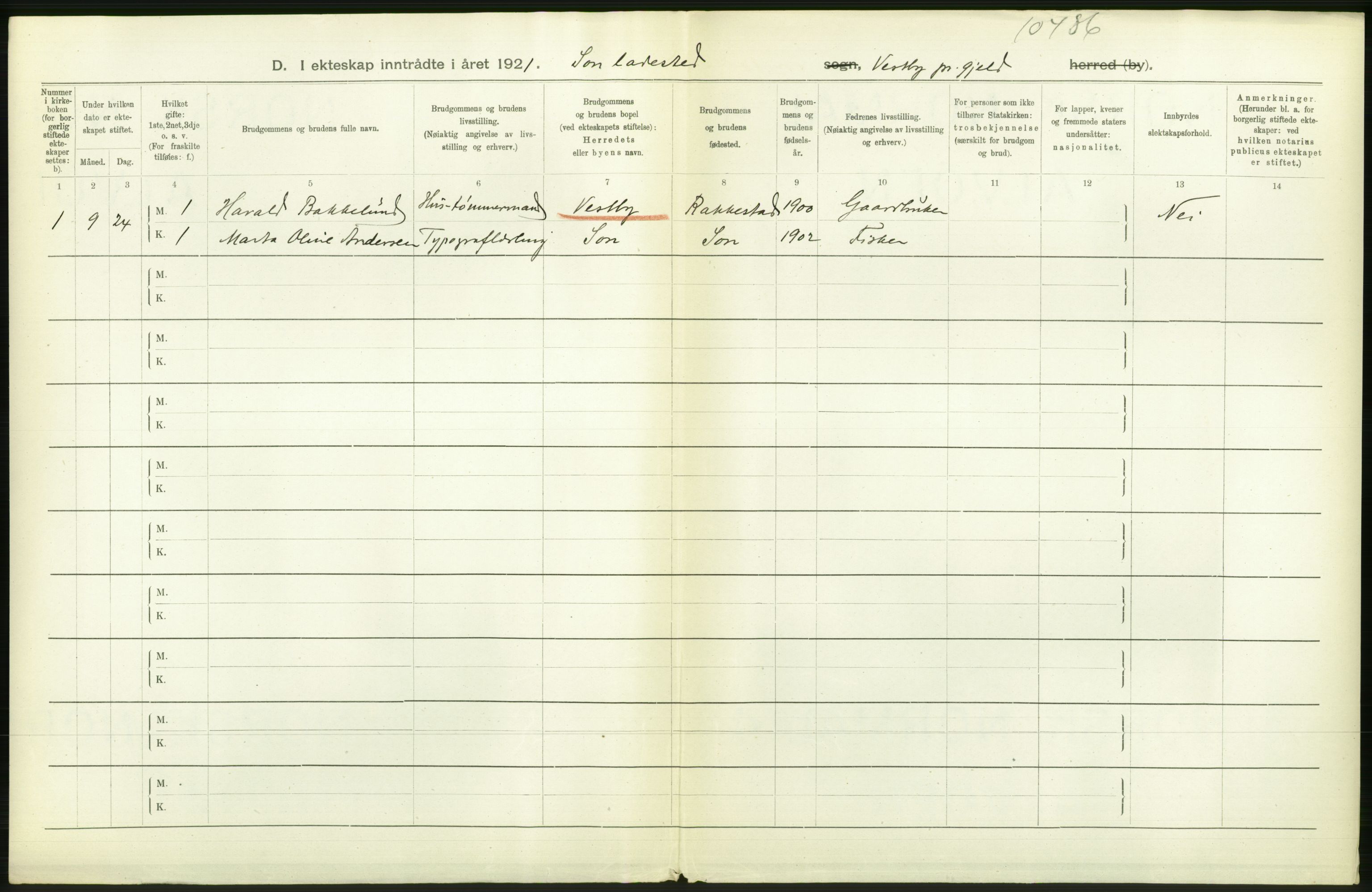 Statistisk sentralbyrå, Sosiodemografiske emner, Befolkning, RA/S-2228/D/Df/Dfc/Dfca/L0006: Akershus fylke: Gifte. dødfødte. Bygder og byer., 1921, s. 328