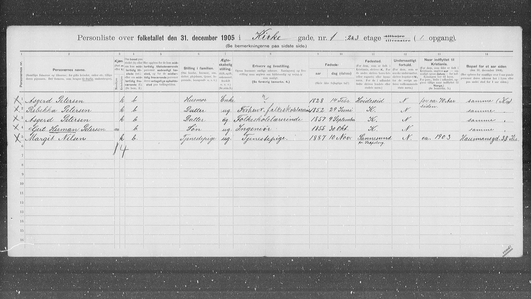 OBA, Kommunal folketelling 31.12.1905 for Kristiania kjøpstad, 1905, s. 26016