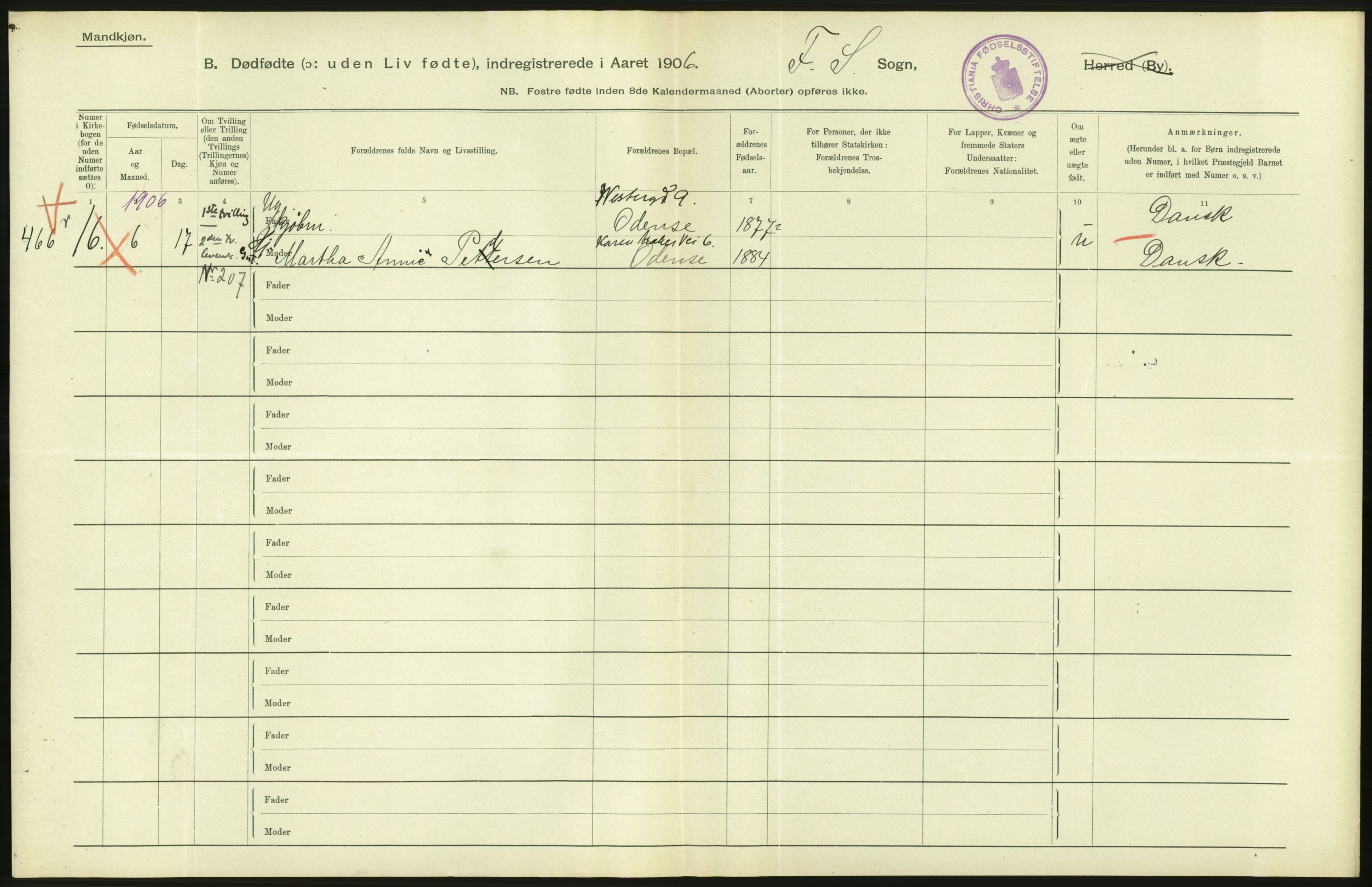 Statistisk sentralbyrå, Sosiodemografiske emner, Befolkning, AV/RA-S-2228/D/Df/Dfa/Dfad/L0010: Kristiania: Døde, dødfødte, 1906, s. 504