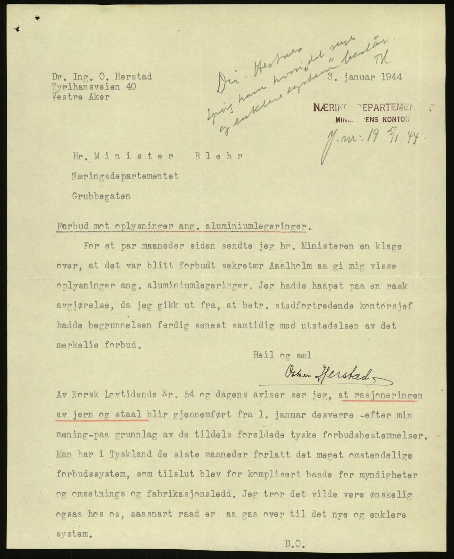 Direktoratet for industriforsyning, Sekretariatet, AV/RA-S-4153/D/Df/L0054: 9. Metallkontoret, 1940-1945, s. 459