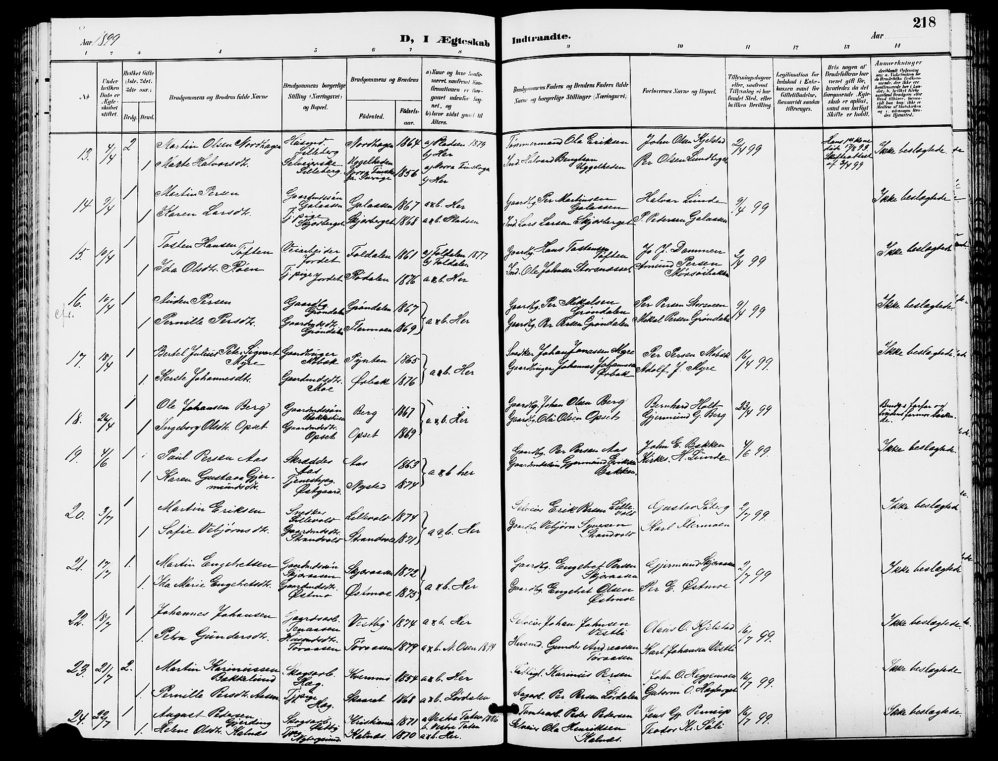 Trysil prestekontor, AV/SAH-PREST-046/H/Ha/Hab/L0006: Klokkerbok nr. 6, 1896-1912, s. 218