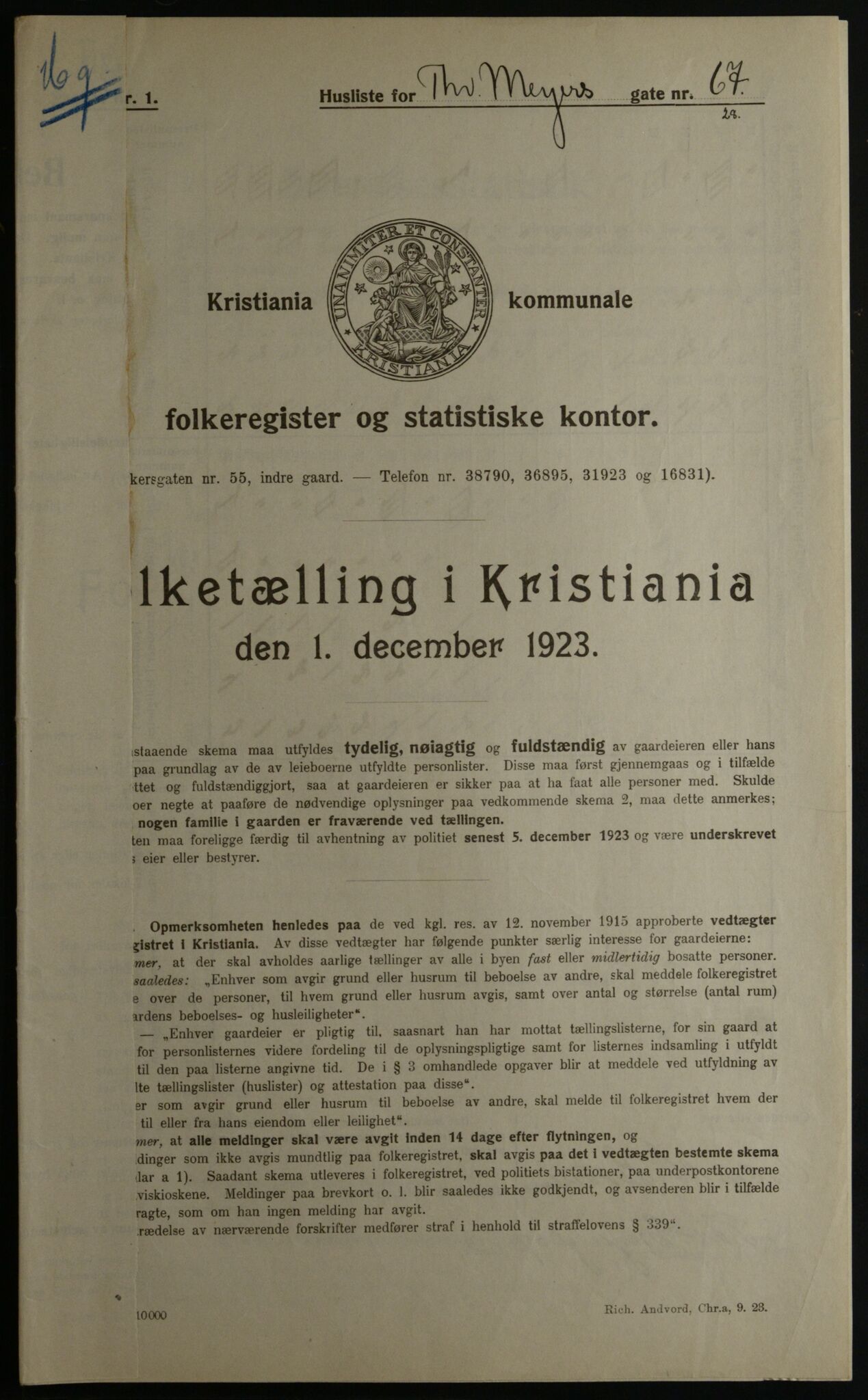 OBA, Kommunal folketelling 1.12.1923 for Kristiania, 1923, s. 122408