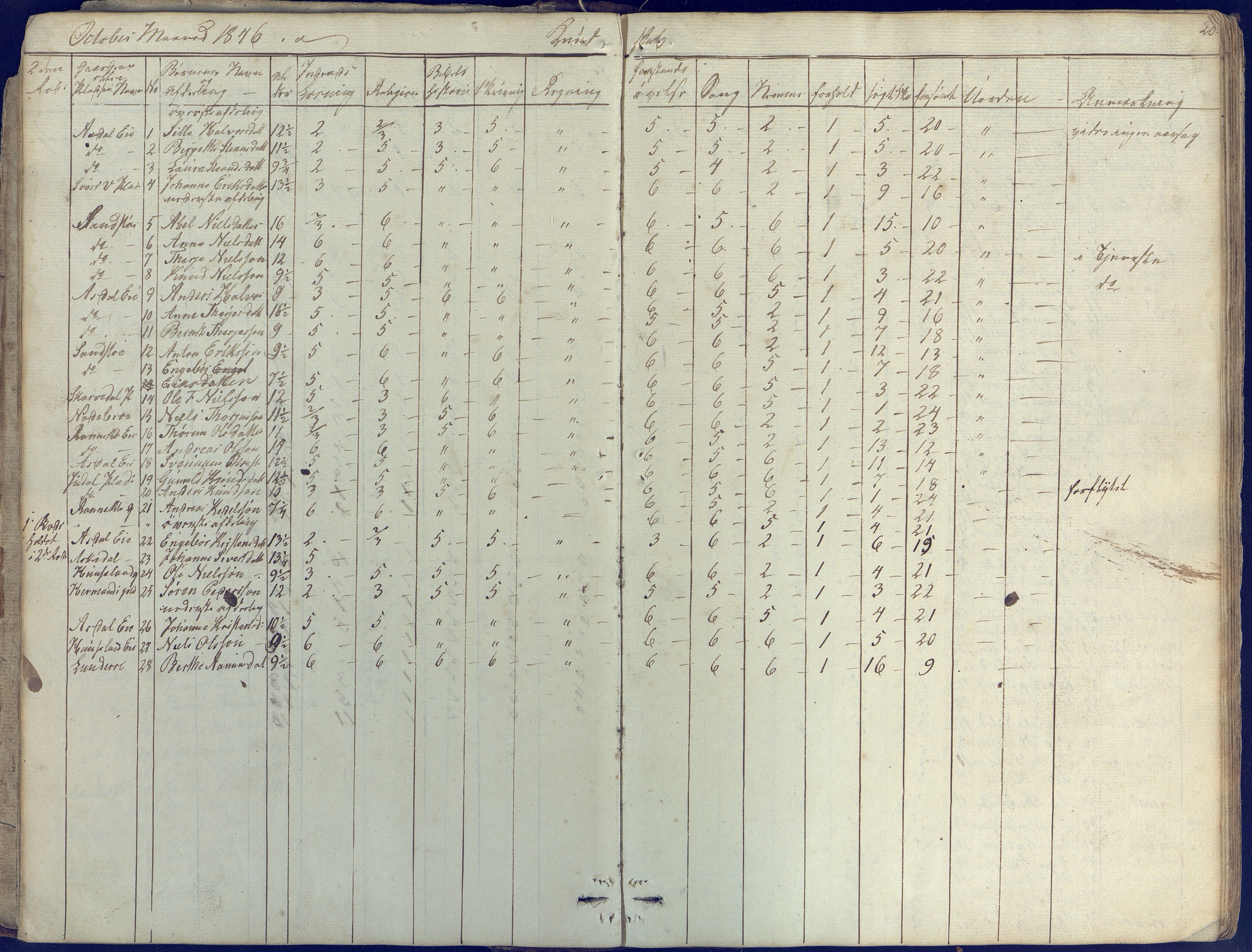 Øyestad kommune frem til 1979, AAKS/KA0920-PK/06/06E/L0001: Skolejournal, 1845-1863, s. 20