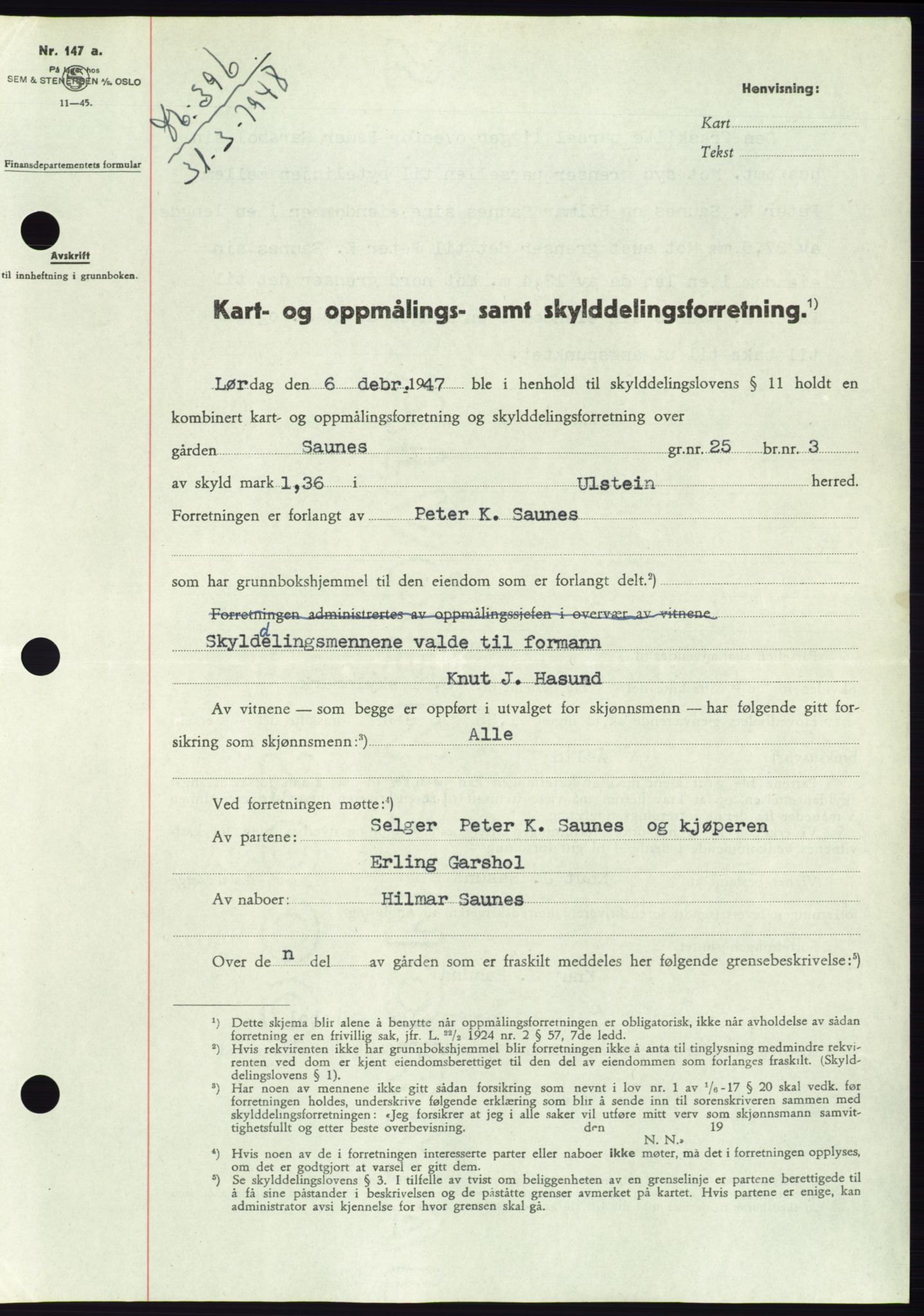 Søre Sunnmøre sorenskriveri, SAT/A-4122/1/2/2C/L0082: Pantebok nr. 8A, 1948-1948, Dagboknr: 396/1948