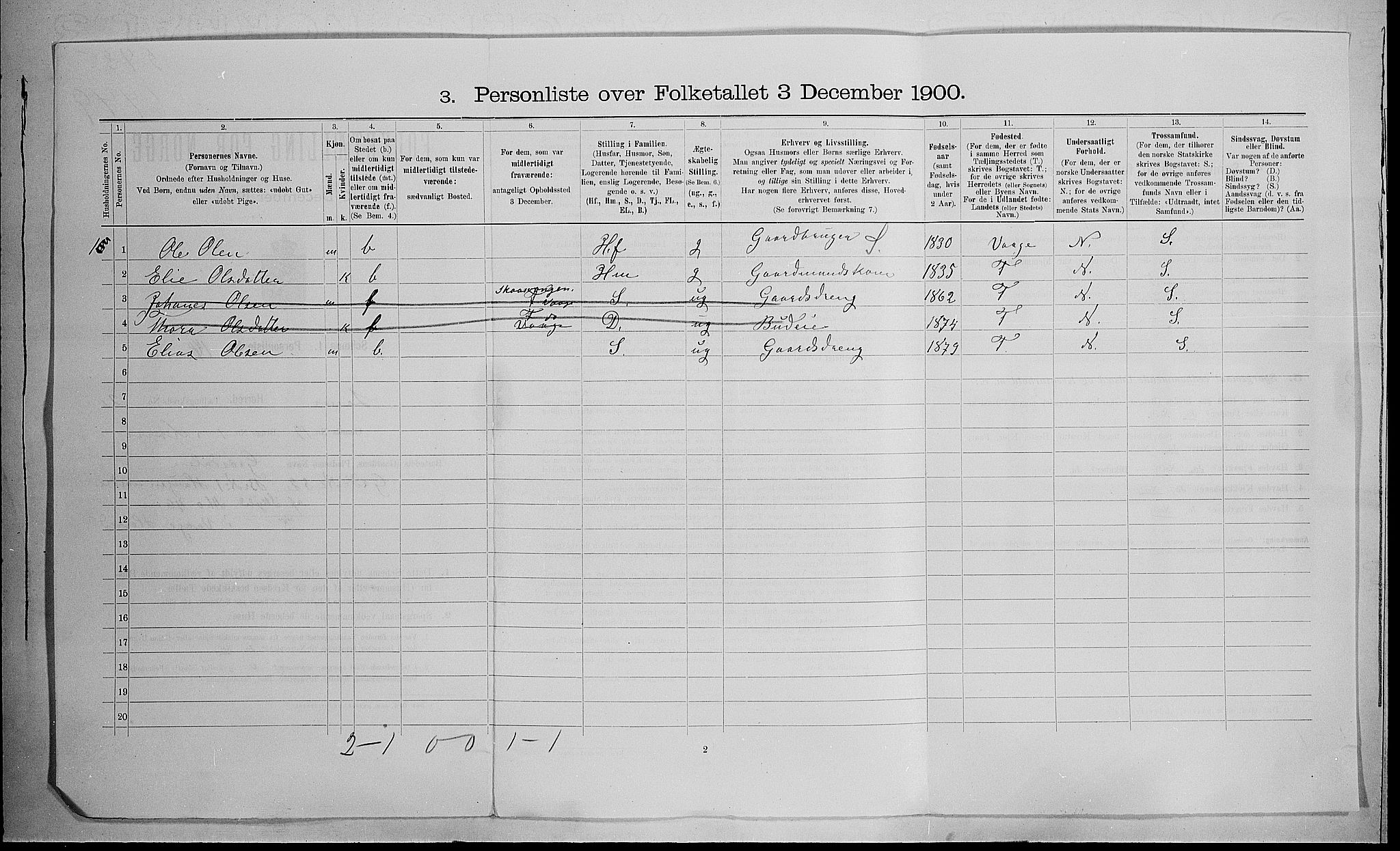 SAH, Folketelling 1900 for 0514 Lom herred, 1900, s. 49