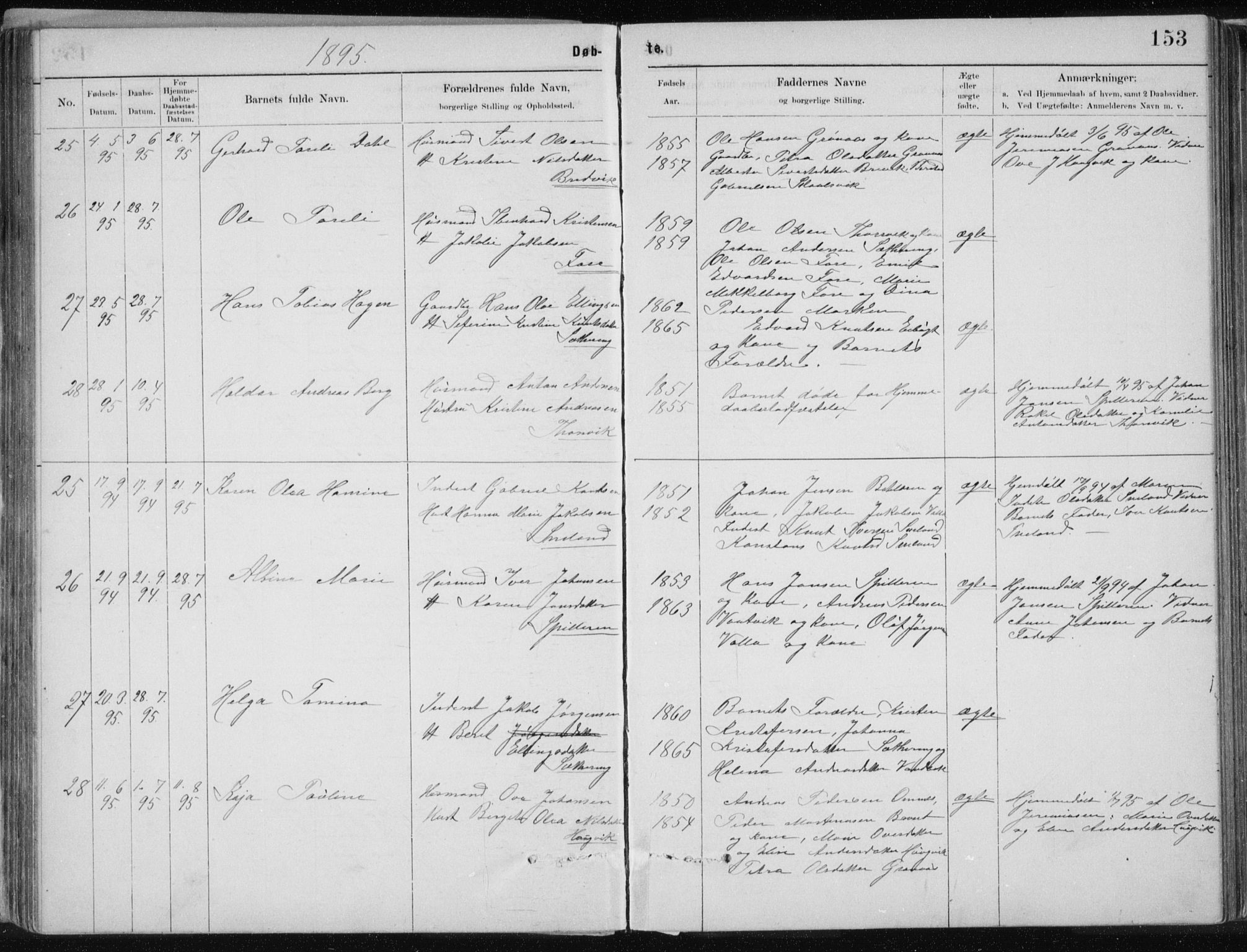 Ministerialprotokoller, klokkerbøker og fødselsregistre - Nordland, AV/SAT-A-1459/843/L0636: Klokkerbok nr. 843C05, 1884-1909, s. 153