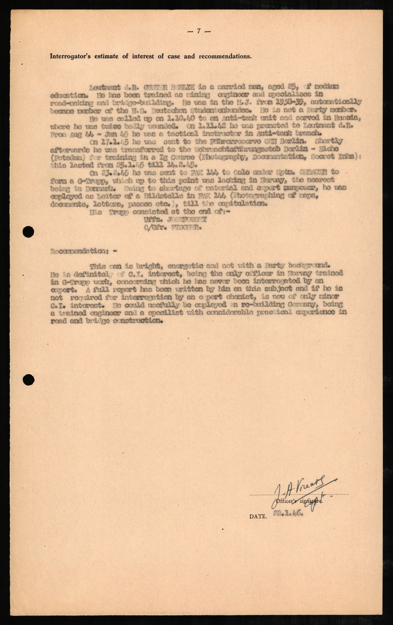 Forsvaret, Forsvarets overkommando II, AV/RA-RAFA-3915/D/Db/L0002: CI Questionaires. Tyske okkupasjonsstyrker i Norge. Tyskere., 1945-1946, s. 563