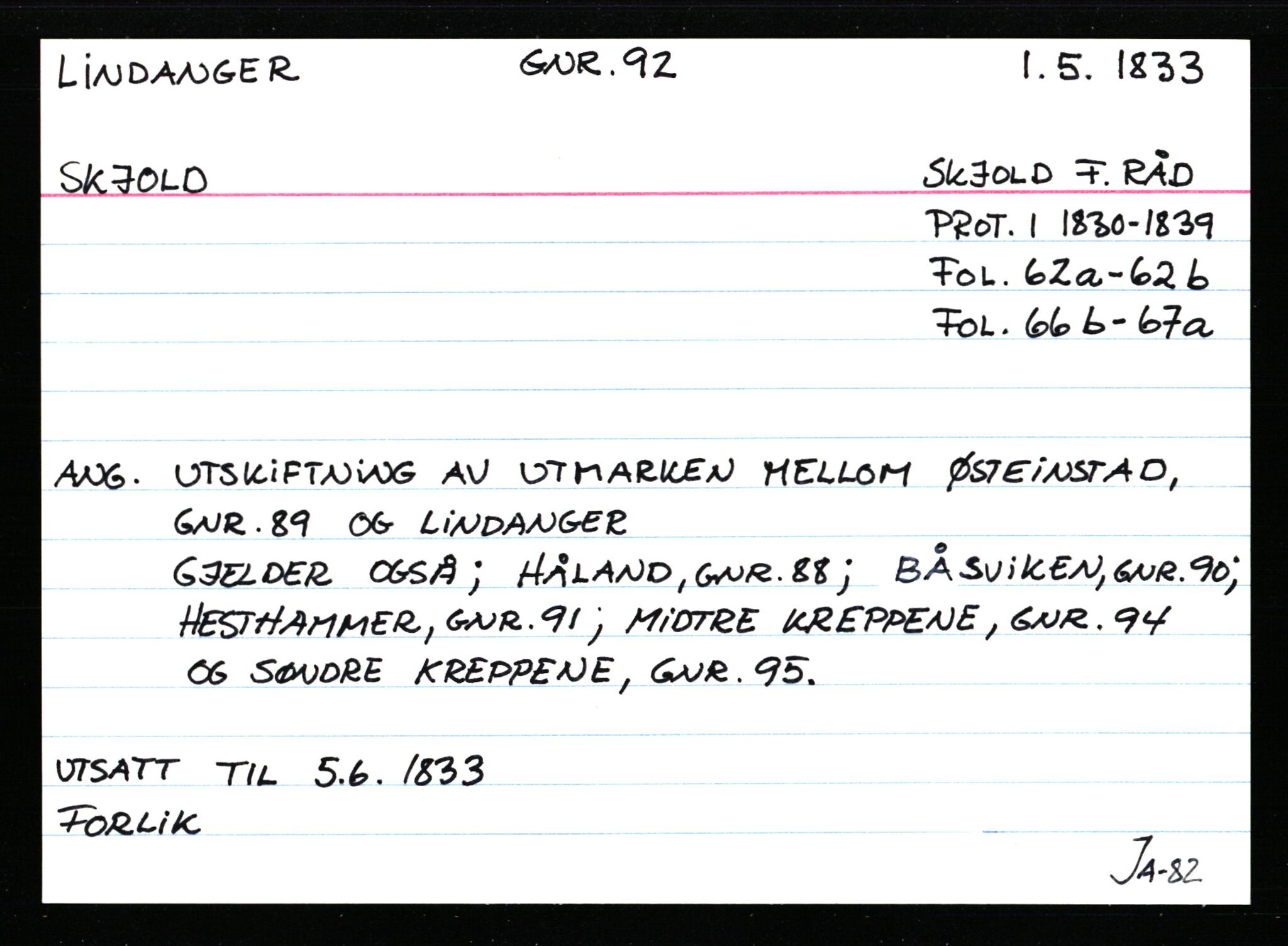 Statsarkivet i Stavanger, AV/SAST-A-101971/03/Y/Ym/L0035: Åstedskort sortert etter gårdsnavn: Leiranger - Lindanger, 1600-1950, s. 701