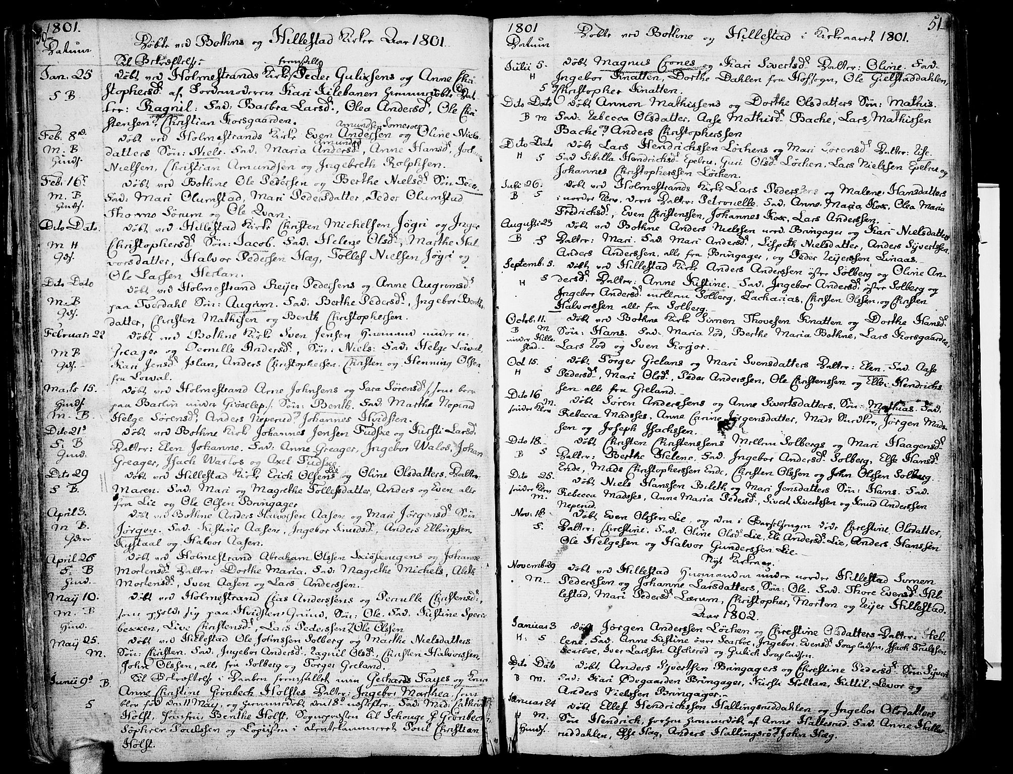 Botne kirkebøker, AV/SAKO-A-340/F/Fa/L0003: Ministerialbok nr. I 3 /1, 1792-1844, s. 50-51