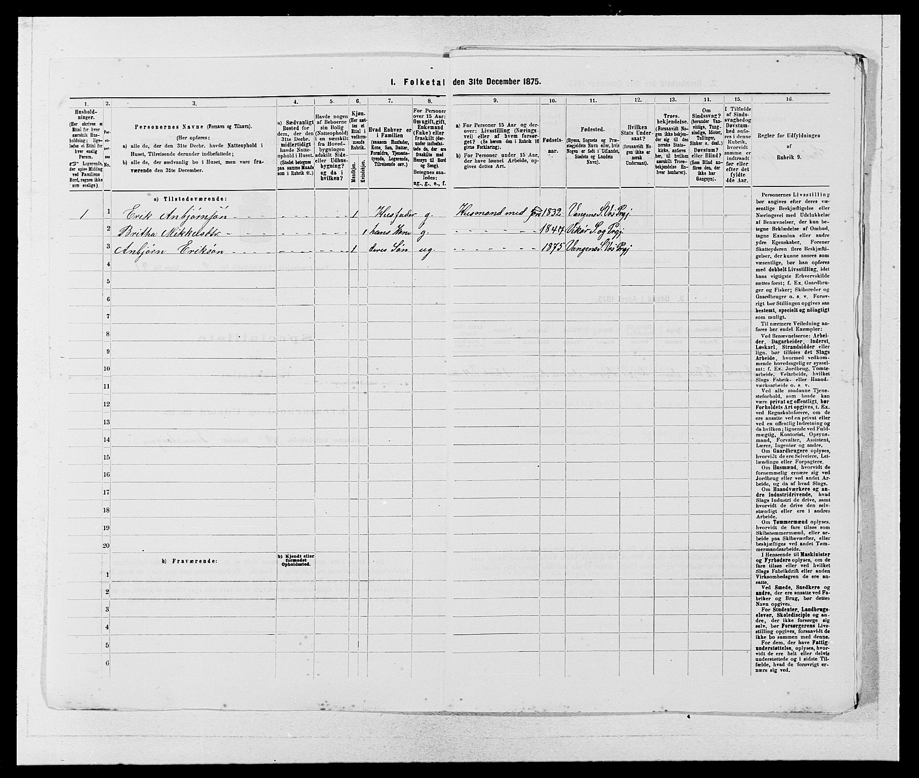 SAB, Folketelling 1875 for 1235P Voss prestegjeld, 1875, s. 1128