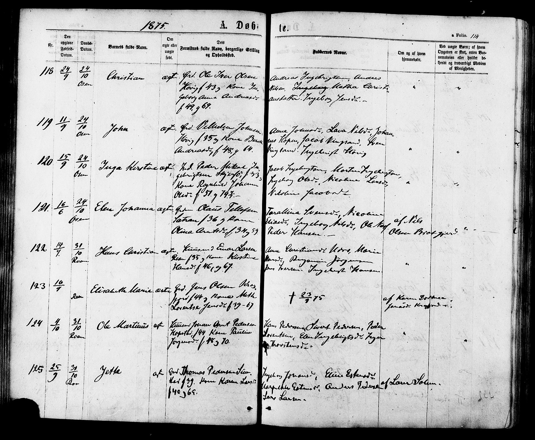 Ministerialprotokoller, klokkerbøker og fødselsregistre - Sør-Trøndelag, SAT/A-1456/657/L0706: Ministerialbok nr. 657A07, 1867-1878, s. 114