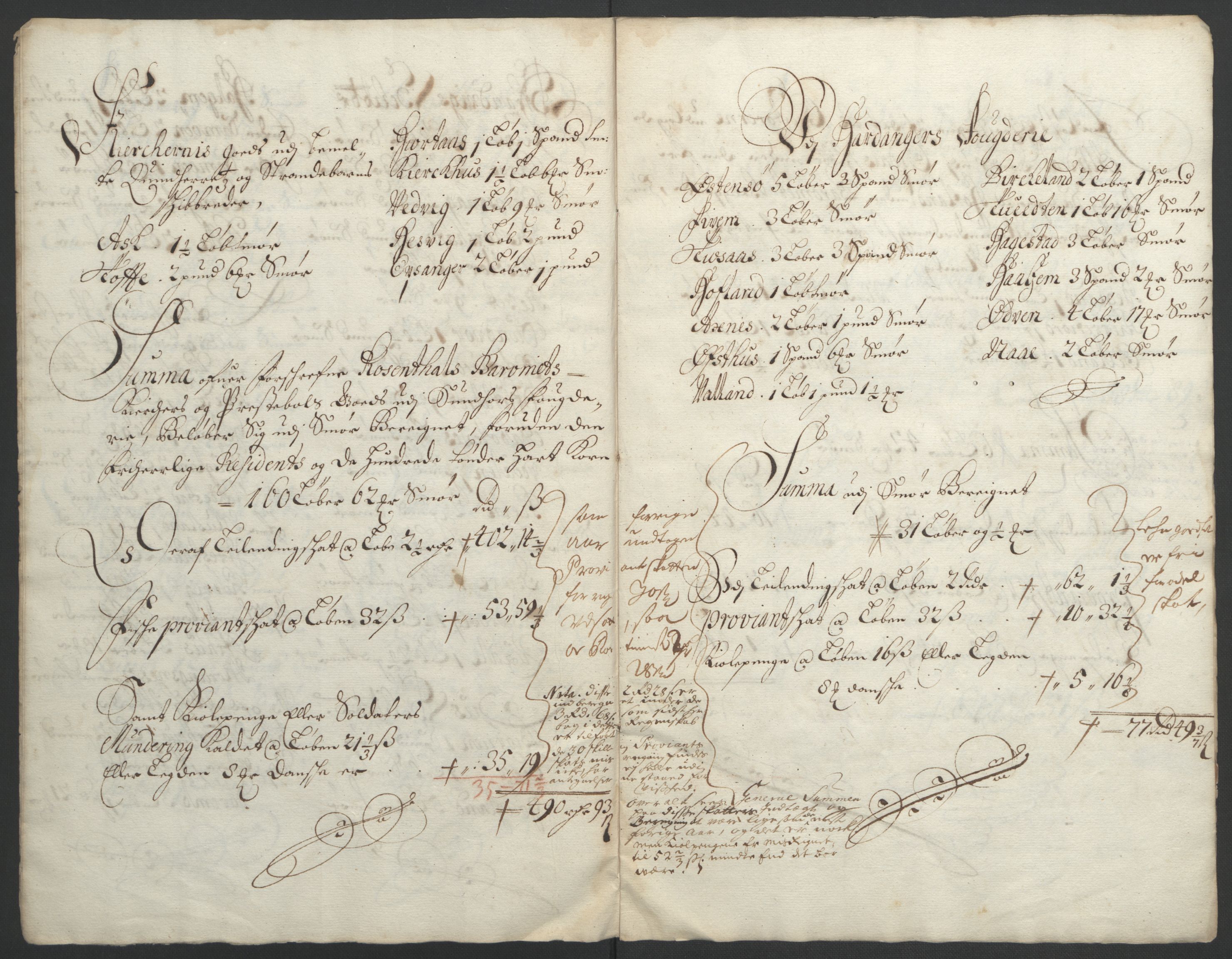 Rentekammeret inntil 1814, Reviderte regnskaper, Fogderegnskap, AV/RA-EA-4092/R49/L3138: Fogderegnskap Rosendal Baroni, 1691-1714, s. 45