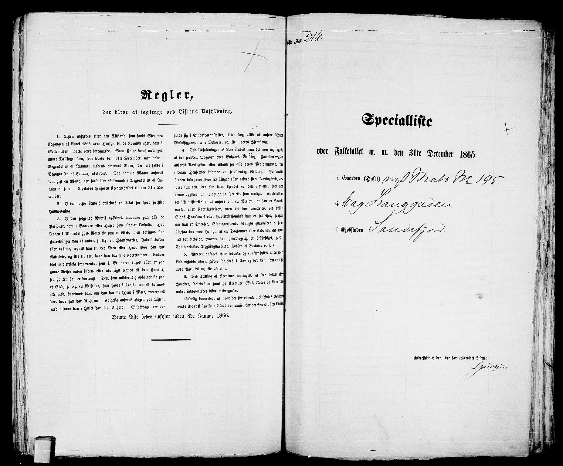 RA, Folketelling 1865 for 0706B Sandeherred prestegjeld, Sandefjord kjøpstad, 1865, s. 441