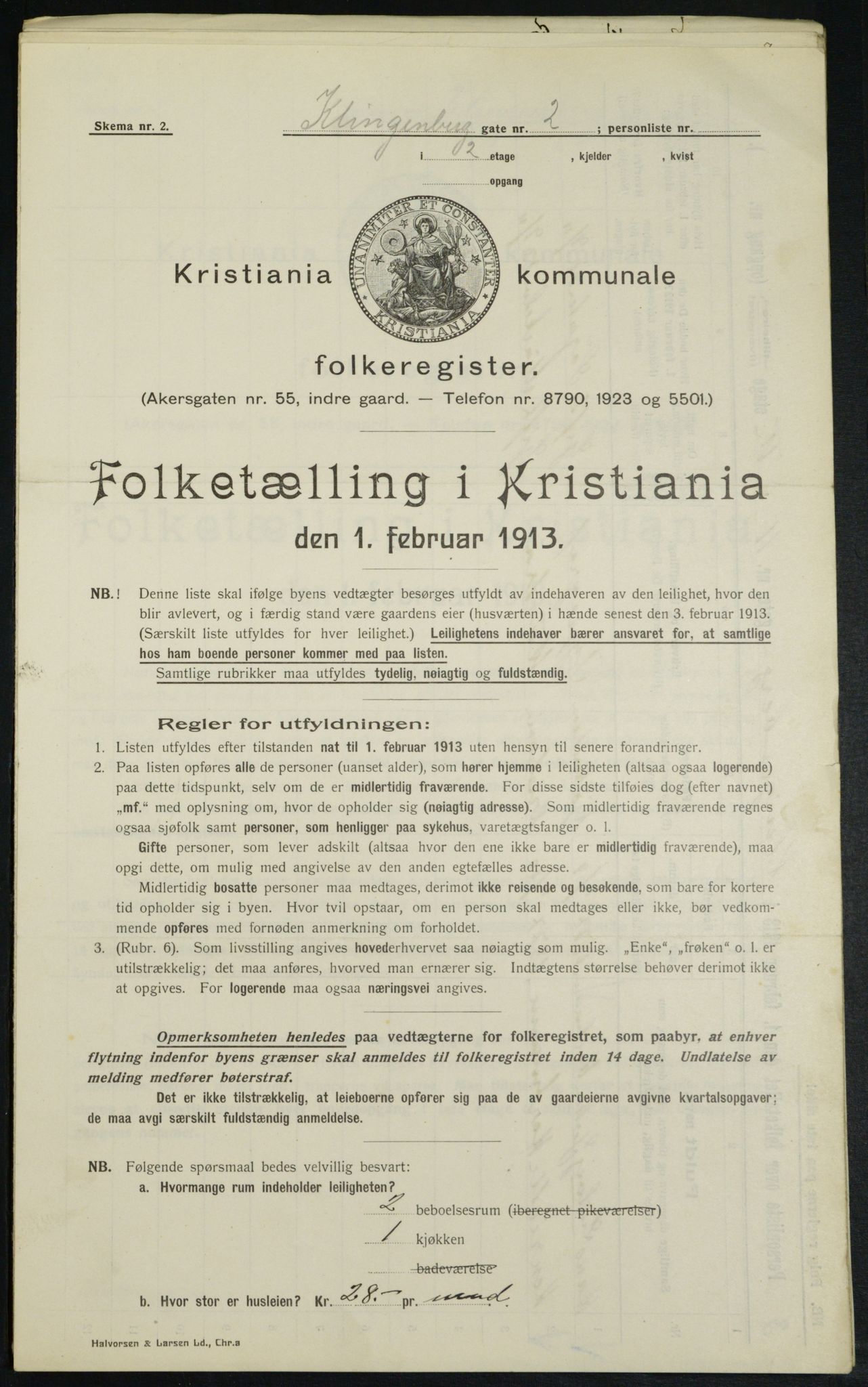 OBA, Kommunal folketelling 1.2.1913 for Kristiania, 1913, s. 51613