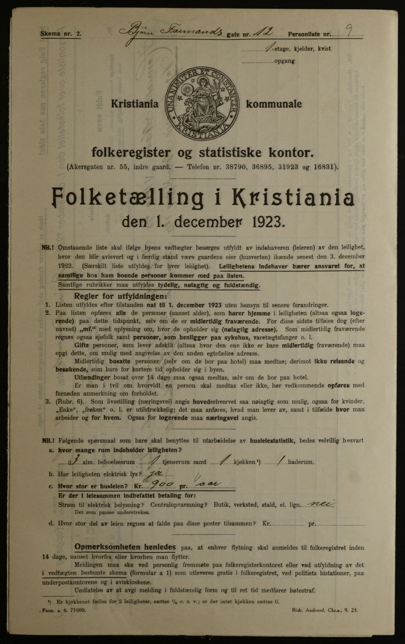 OBA, Kommunal folketelling 1.12.1923 for Kristiania, 1923, s. 7737