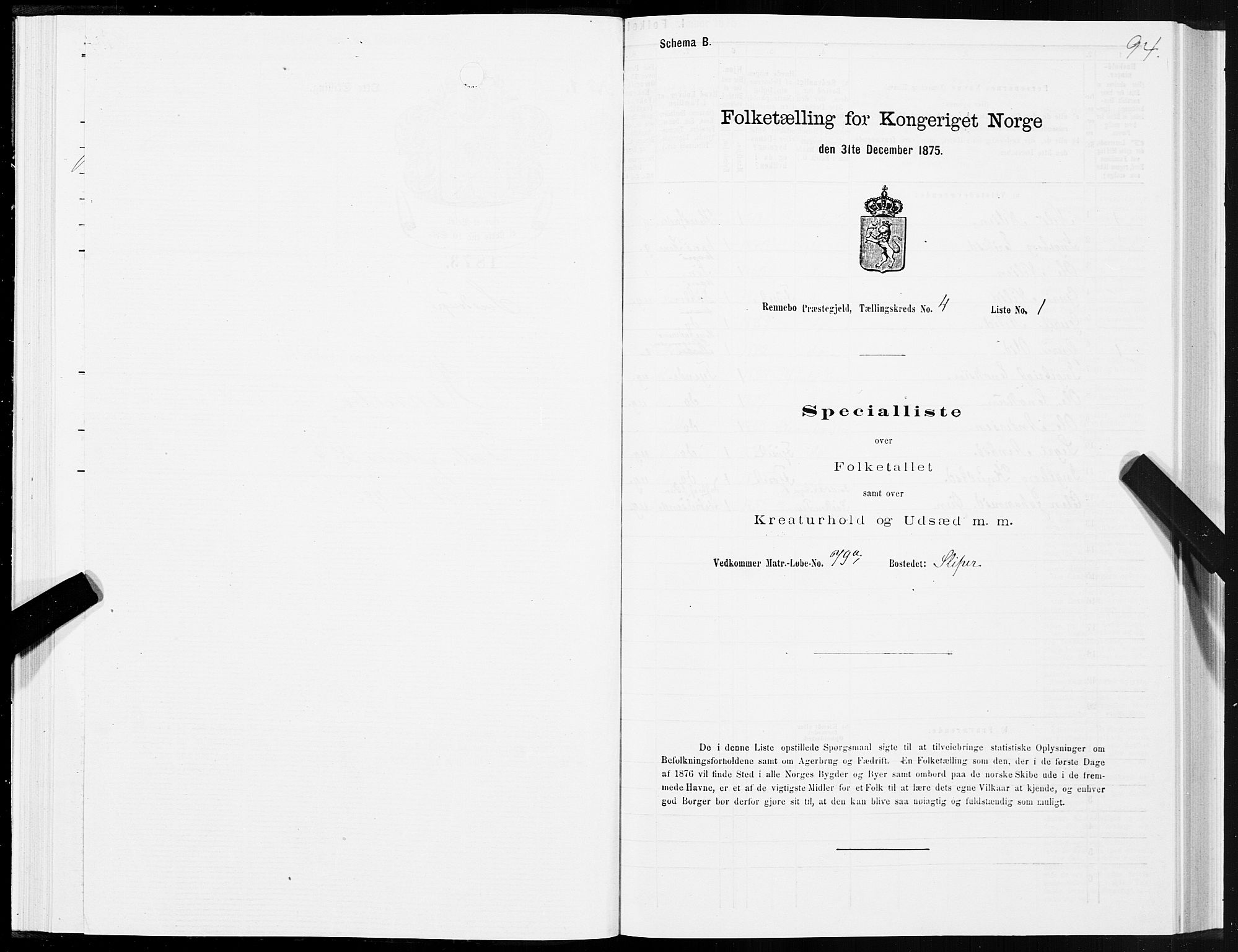 SAT, Folketelling 1875 for 1635P Rennebu prestegjeld, 1875, s. 2094