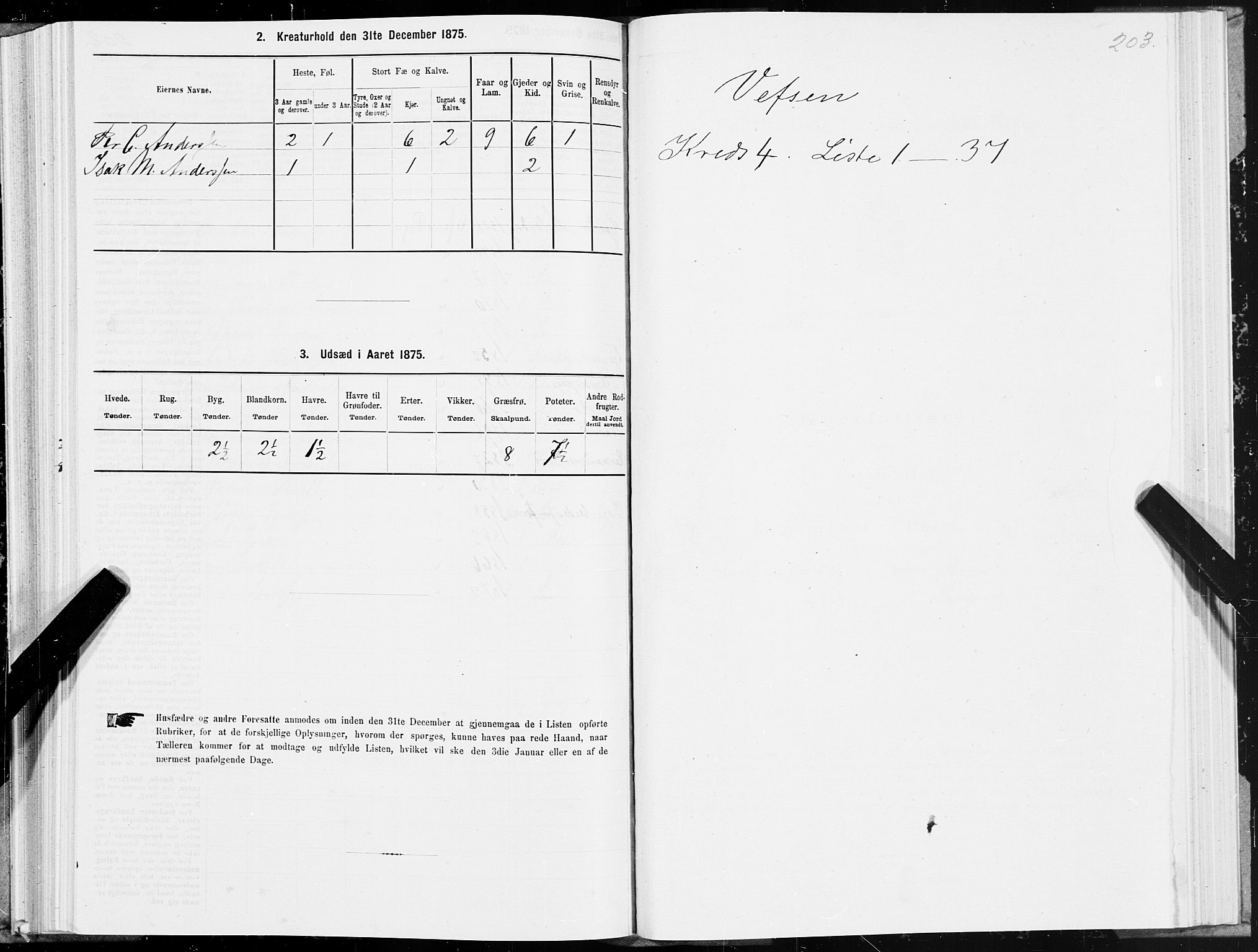 SAT, Folketelling 1875 for 1824L Vefsn prestegjeld, Vefsn sokn, 1875, s. 1203