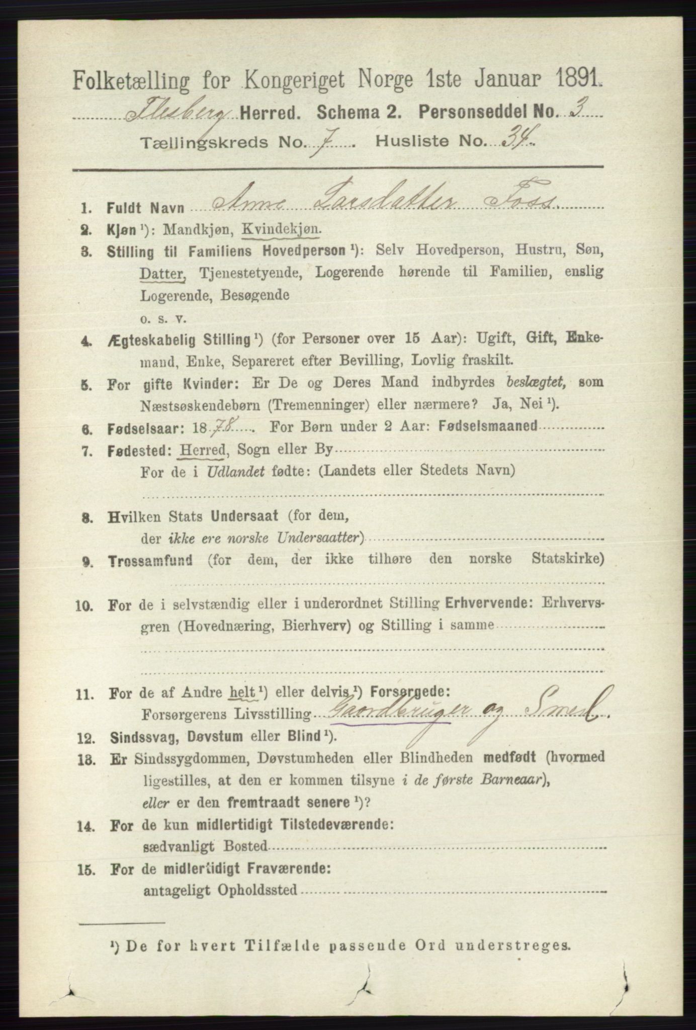 RA, Folketelling 1891 for 0631 Flesberg herred, 1891, s. 1319