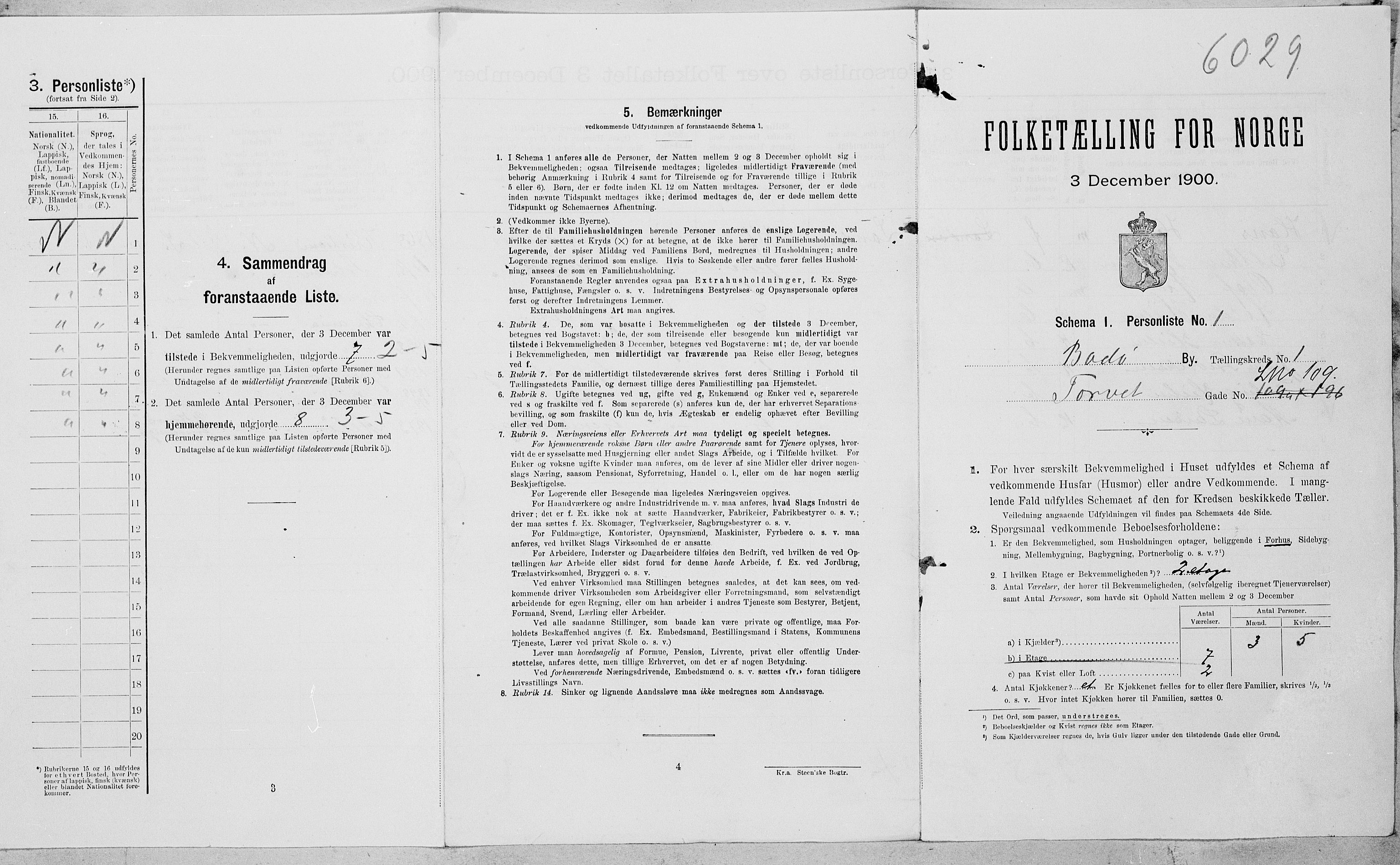 SAT, Folketelling 1900 for 1804 Bodø kjøpstad, 1900, s. 288