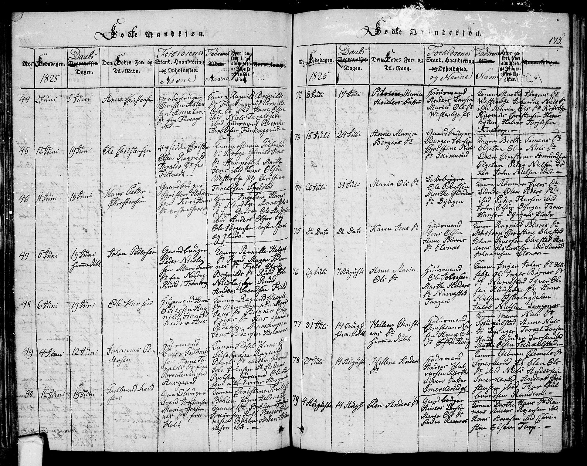 Eidsberg prestekontor Kirkebøker, AV/SAO-A-10905/G/Ga/L0001: Klokkerbok nr. I 1, 1814-1831, s. 175