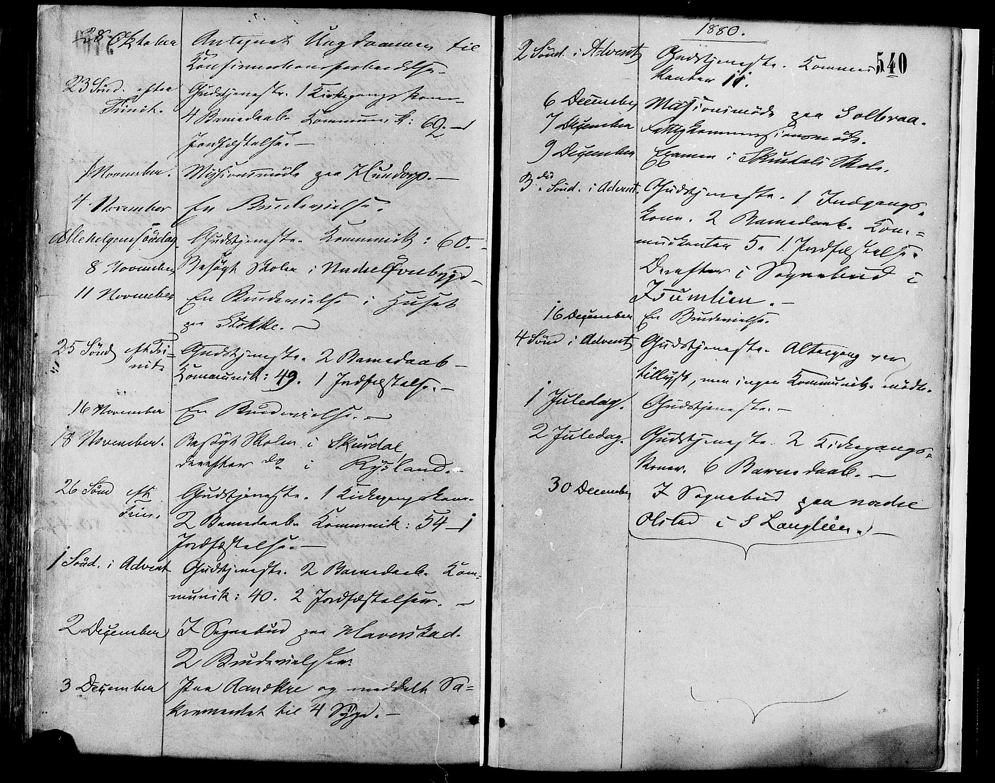 Sør-Fron prestekontor, AV/SAH-PREST-010/H/Ha/Haa/L0002: Ministerialbok nr. 2, 1864-1880, s. 540