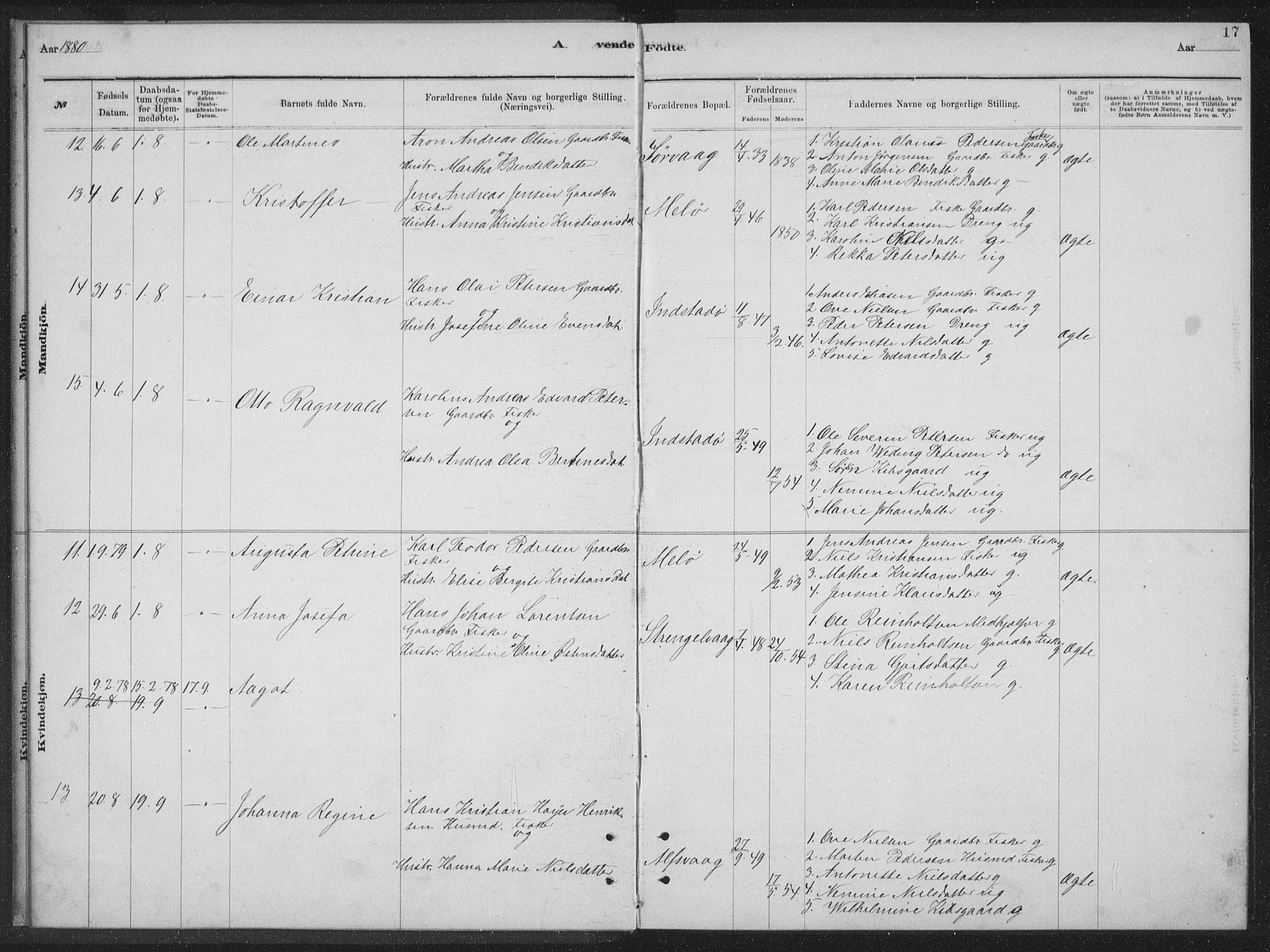 Ministerialprotokoller, klokkerbøker og fødselsregistre - Nordland, AV/SAT-A-1459/894/L1359: Klokkerbok nr. 894C02, 1877-1884, s. 17