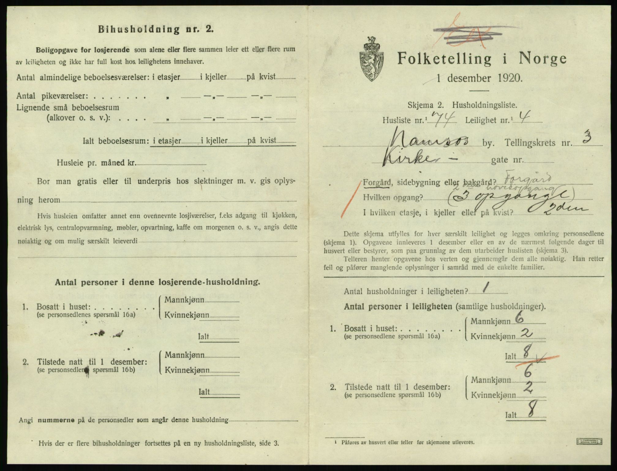 SAT, Folketelling 1920 for 1703 Namsos ladested, 1920, s. 1399