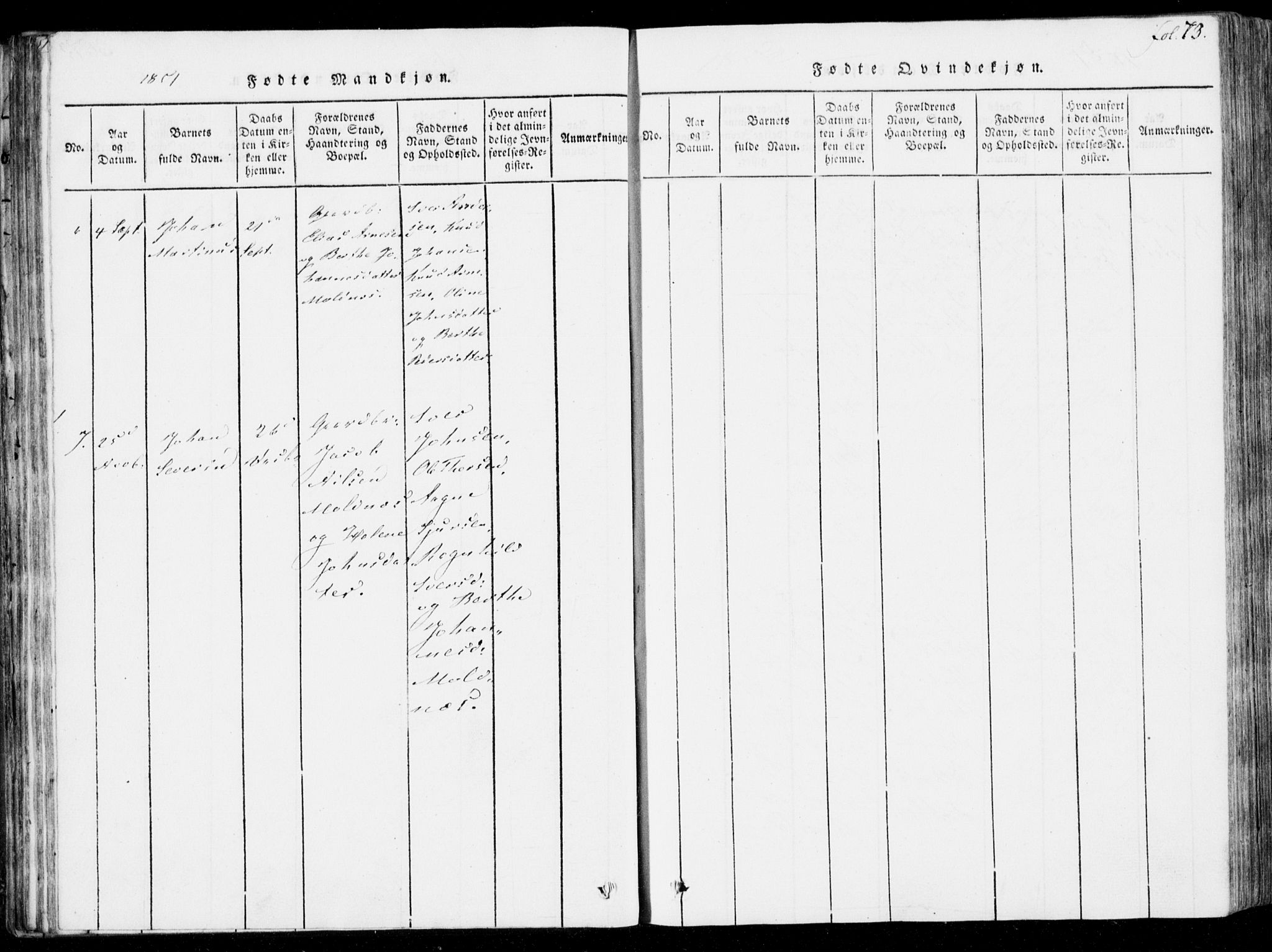 Ministerialprotokoller, klokkerbøker og fødselsregistre - Møre og Romsdal, AV/SAT-A-1454/537/L0517: Ministerialbok nr. 537A01, 1818-1862, s. 73