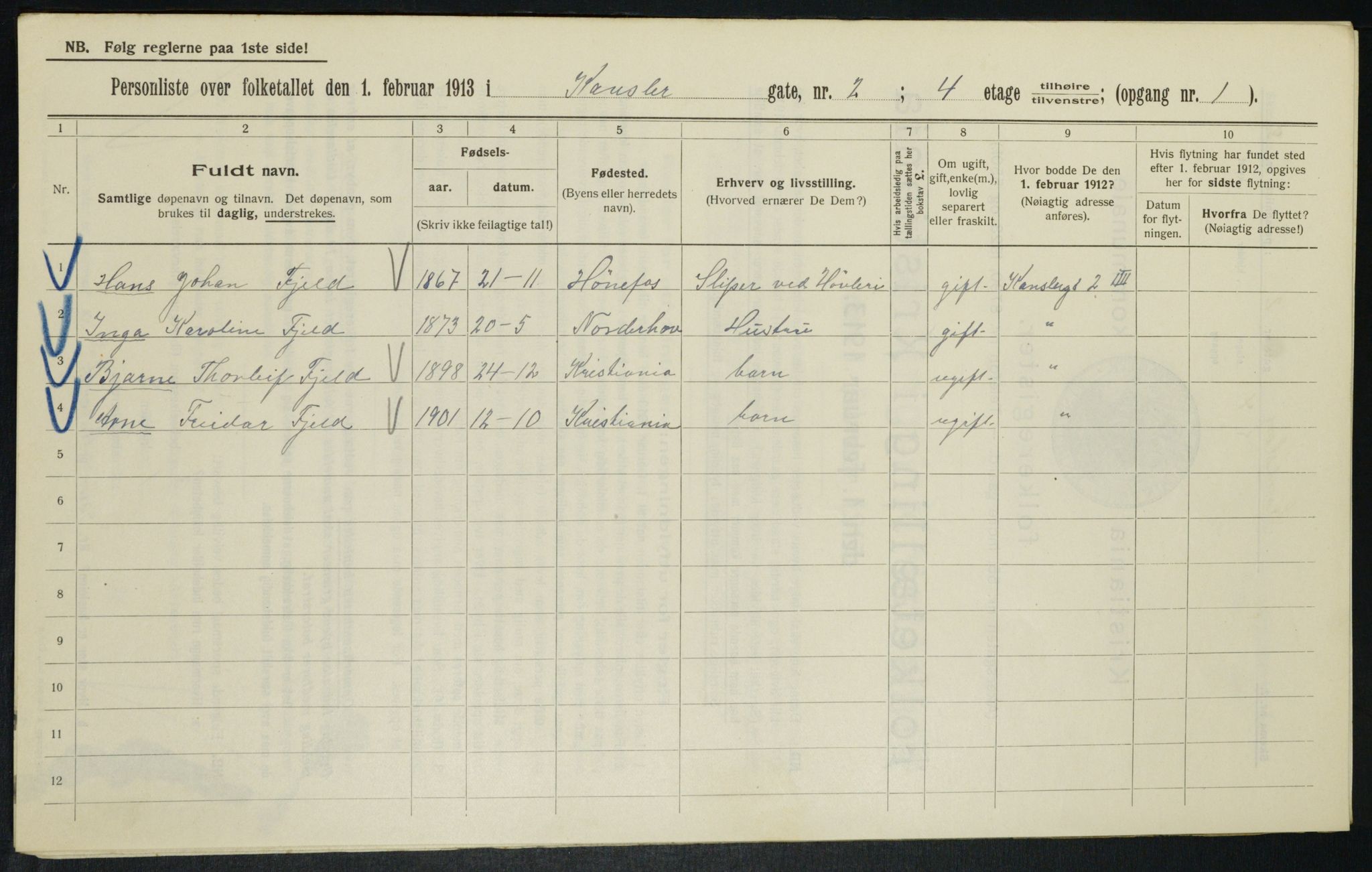 OBA, Kommunal folketelling 1.2.1913 for Kristiania, 1913, s. 47789