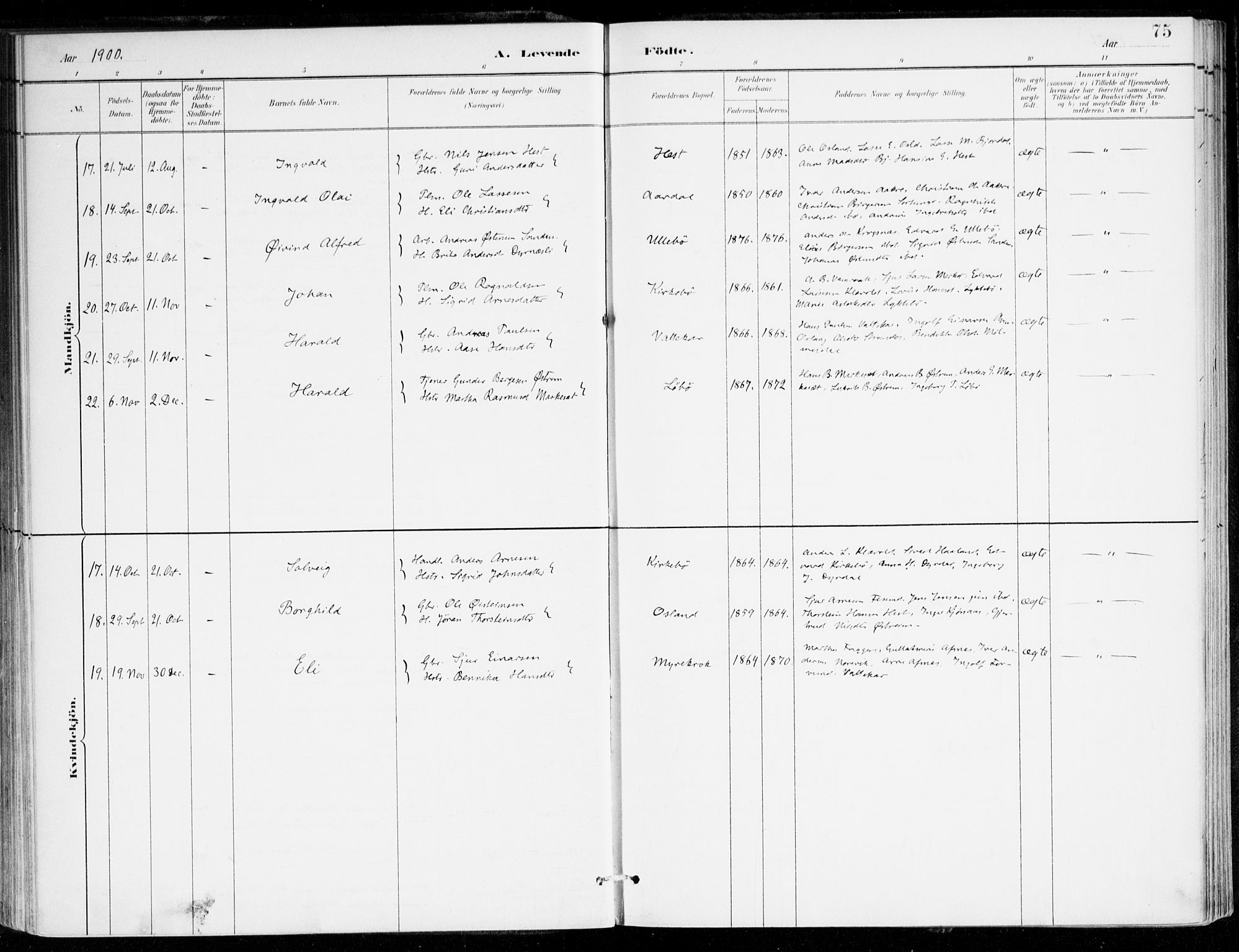 Lavik sokneprestembete, AV/SAB-A-80901: Ministerialbok nr. C 1, 1882-1904, s. 75