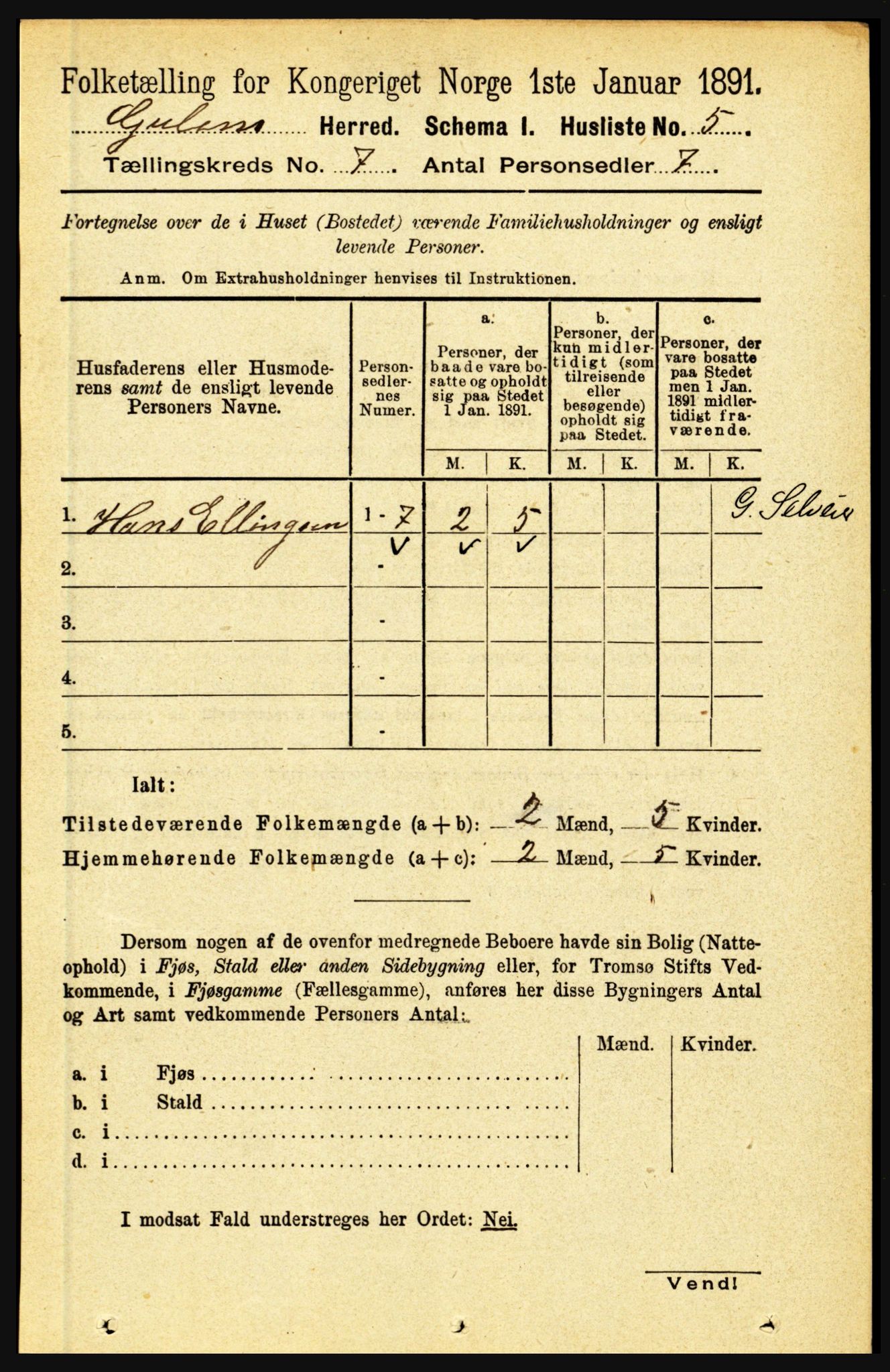 RA, Folketelling 1891 for 1411 Gulen herred, 1891, s. 2185