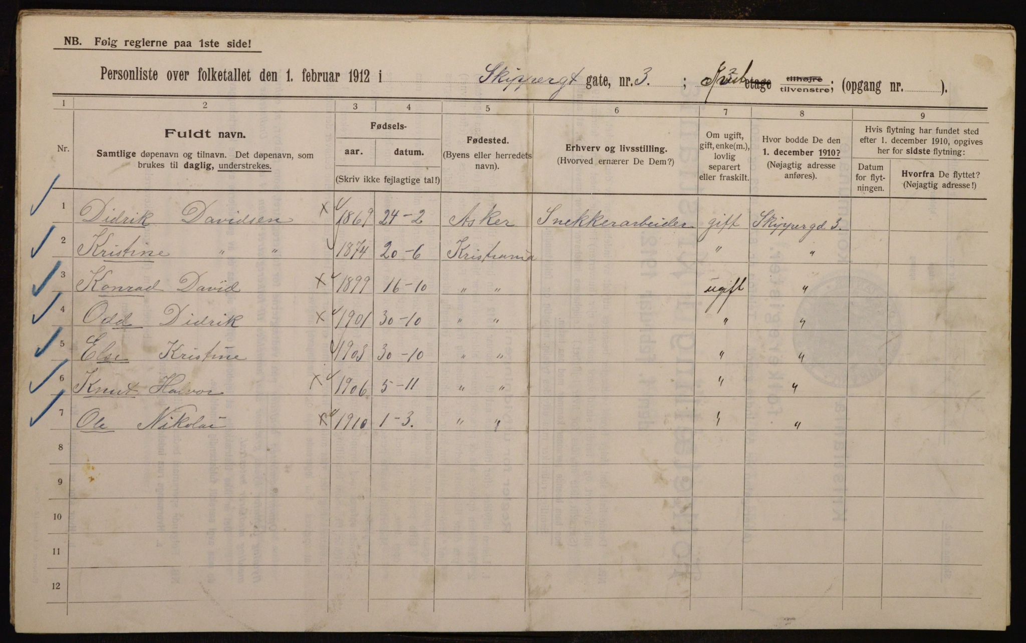 OBA, Kommunal folketelling 1.2.1912 for Kristiania, 1912, s. 95728