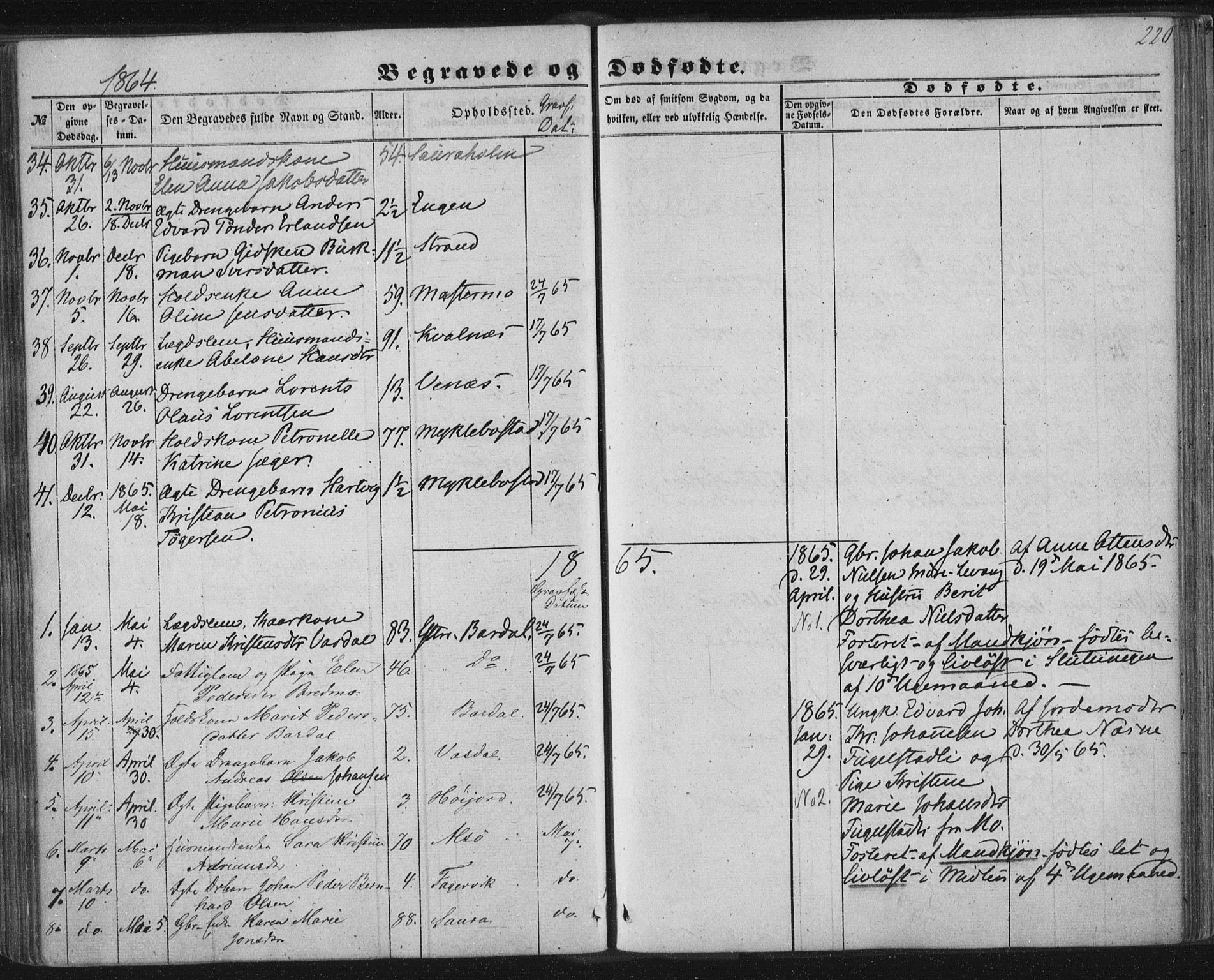 Ministerialprotokoller, klokkerbøker og fødselsregistre - Nordland, AV/SAT-A-1459/838/L0550: Ministerialbok nr. 838A08, 1855-1865, s. 220